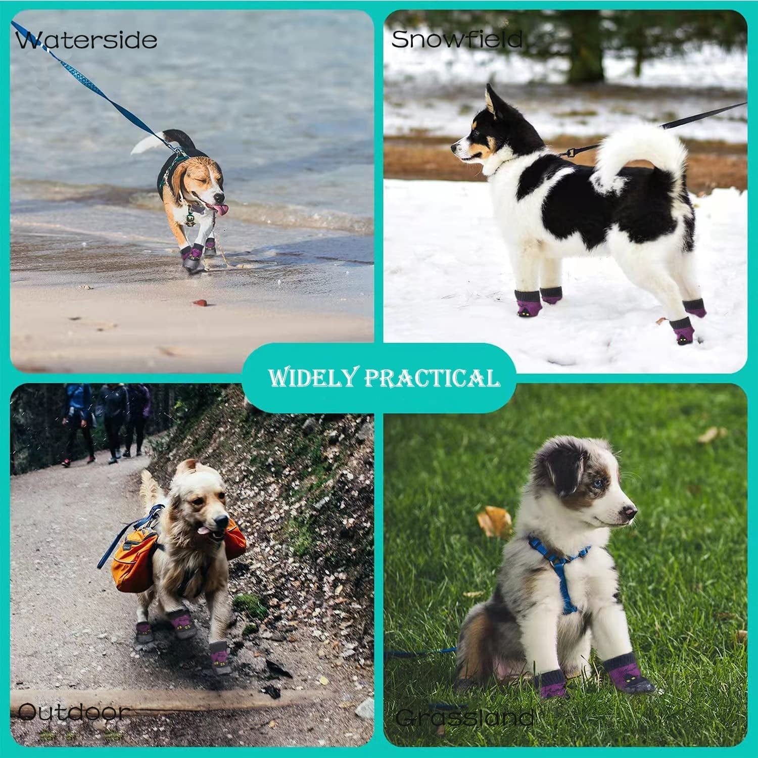 Riccioofy Dog Socks,Dog Shoes Paw Protectors with Straps Traction Control Anti-Slip Waterproof Dog Boots Suitable for Small Medium Large Dogs and Cats 4 Pack Animals & Pet Supplies > Pet Supplies > Dog Supplies > Dog Apparel Riccioofy   