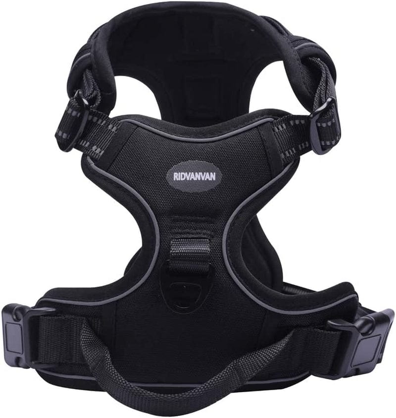 RIDVANVAN Dog Harness No Choke No-Pull Pet Harness Adjustable Soft Padded Vest Reflective Pet Breathable Comfortable Vest for Large Dogs Two Attachment Leash Black Small Animals & Pet Supplies > Pet Supplies > Dog Supplies > Dog Apparel RIDVANVAN   