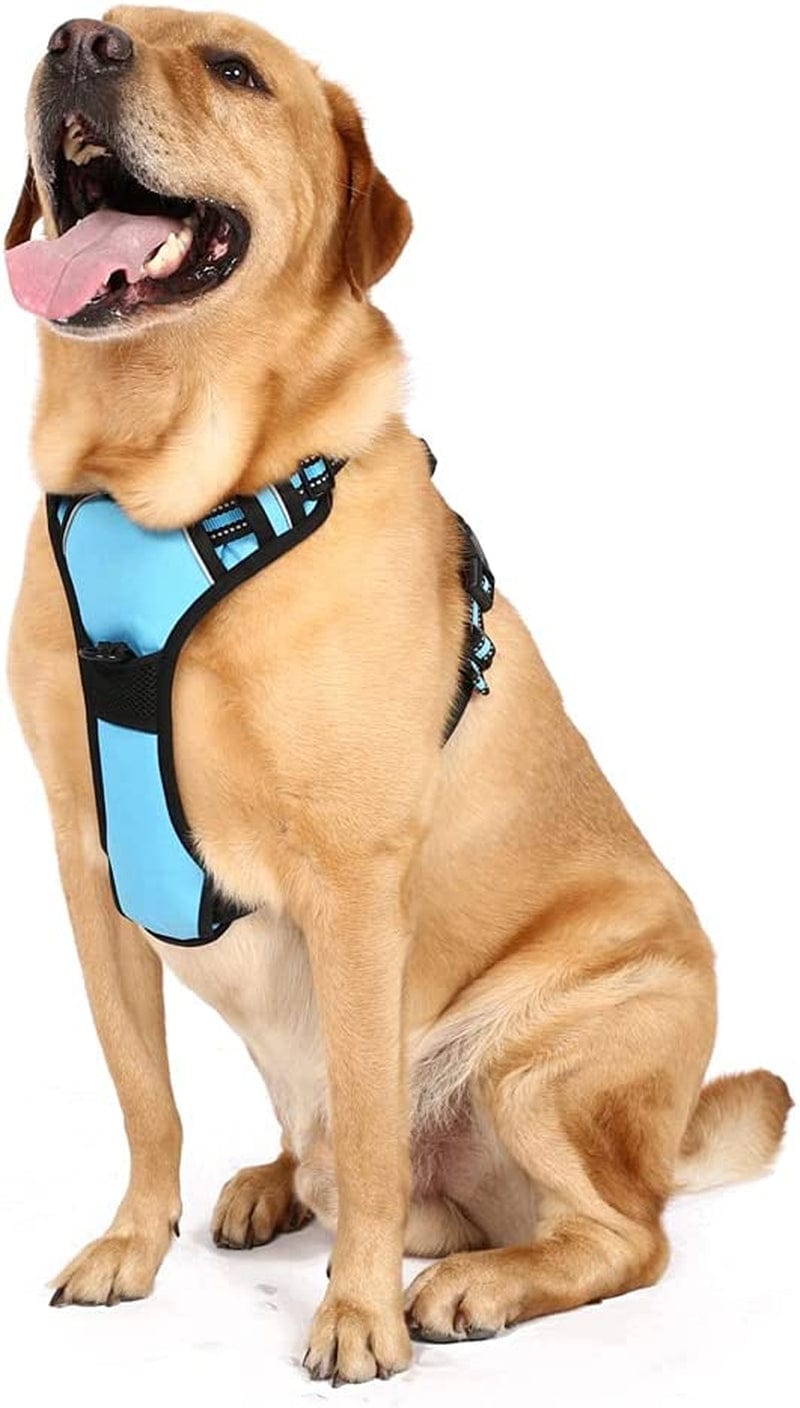 RIDVANVAN Dog Harness No Choke No-Pull Pet Harness Adjustable Soft Padded Vest Reflective Pet Breathable Comfortable Vest for Large Dogs Two Attachment Leash Black Small Animals & Pet Supplies > Pet Supplies > Dog Supplies > Dog Apparel RIDVANVAN blue X-Large(chest18.89"-38.58") 