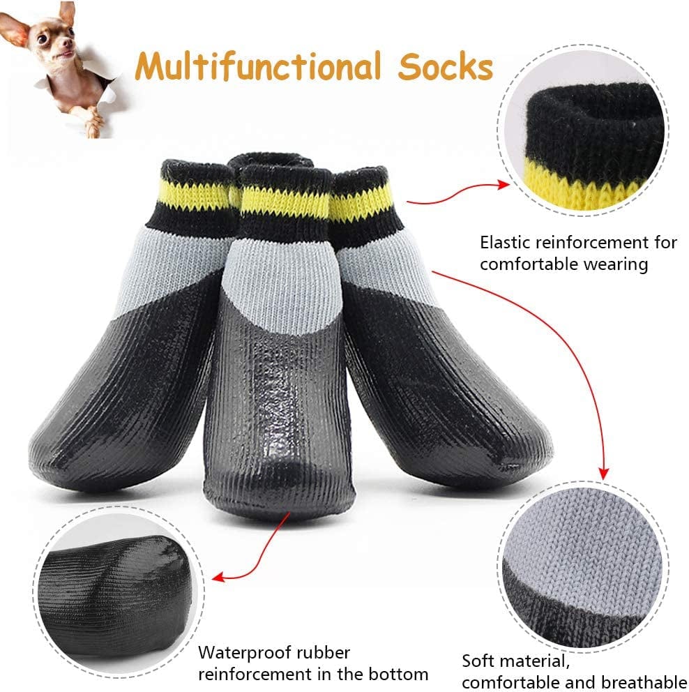 Rilexawhile Dog Shoes Boots Socks for Dogs Cat Socks Pet Socks Waterproof Paw Protectors Socks with Straps Traction Non-Slip Soles Boot Shoes for Small Medium Large Dogs (XXL, Black and Gray) (M) Animals & Pet Supplies > Pet Supplies > Dog Supplies > Dog Apparel RilexAwhile   