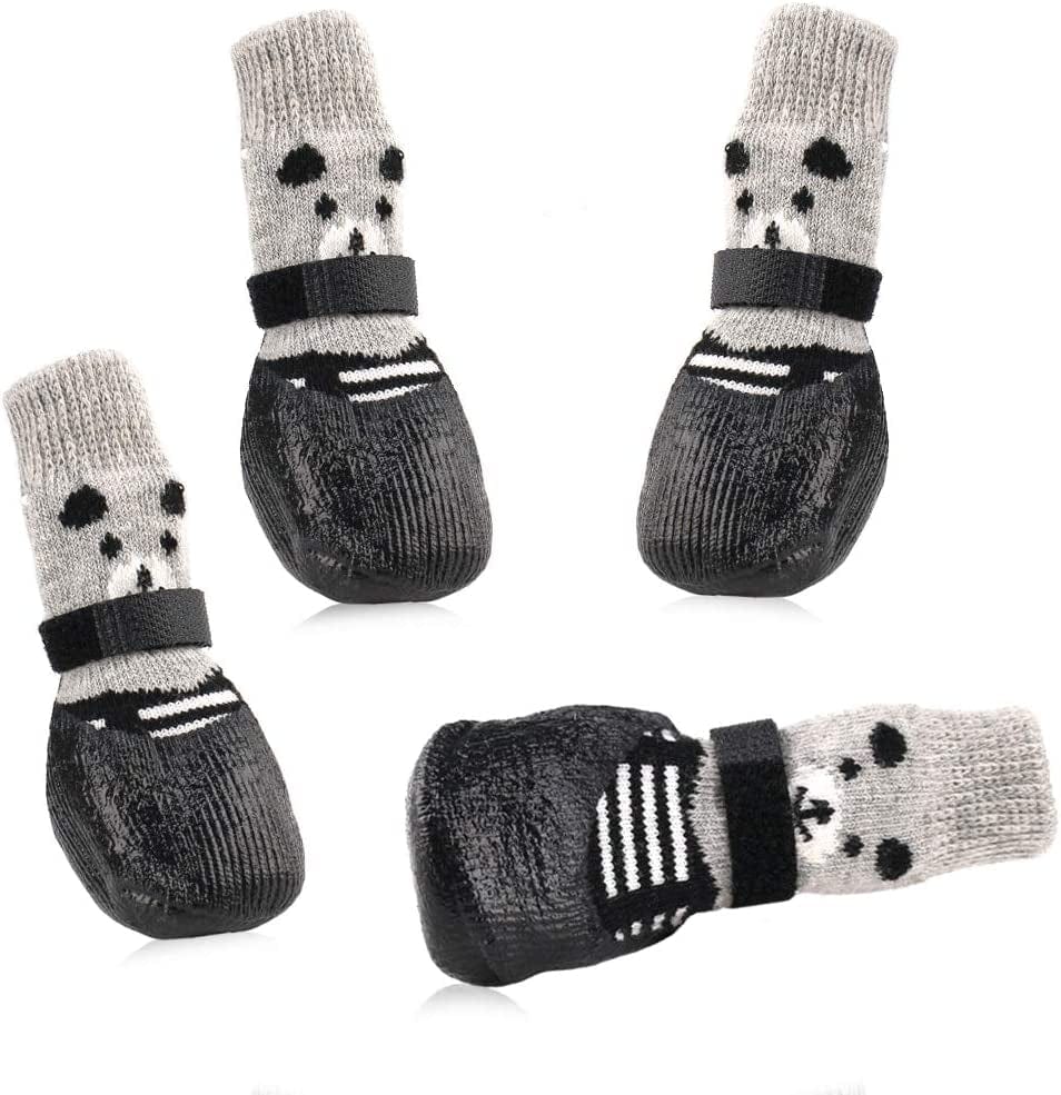 Rilexawhile Dog Socks Boots Shoes for Dogs Cat Socks Non-Slip Soles Adjustable Dog Cat Paw Socks Fit for Indoor Outdoor Use (Large, Black) Animals & Pet Supplies > Pet Supplies > Dog Supplies > Dog Apparel Hellopet Black Large 