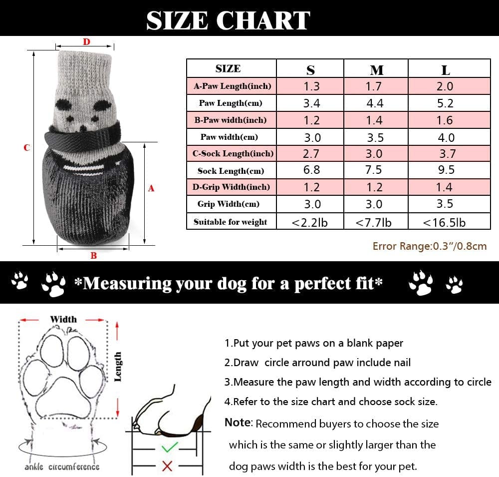 Rilexawhile Dog Socks Boots Shoes for Dogs Cat Socks Non-Slip Soles Adjustable Dog Cat Paw Socks Fit for Indoor Outdoor Use (Large, Black) Animals & Pet Supplies > Pet Supplies > Dog Supplies > Dog Apparel Hellopet   