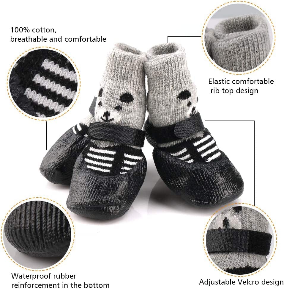 Rilexawhile Dog Socks Boots Shoes for Dogs Cat Socks Non-Slip Soles Adjustable Dog Cat Paw Socks Fit for Indoor Outdoor Use (Large, Black) Animals & Pet Supplies > Pet Supplies > Dog Supplies > Dog Apparel Hellopet   