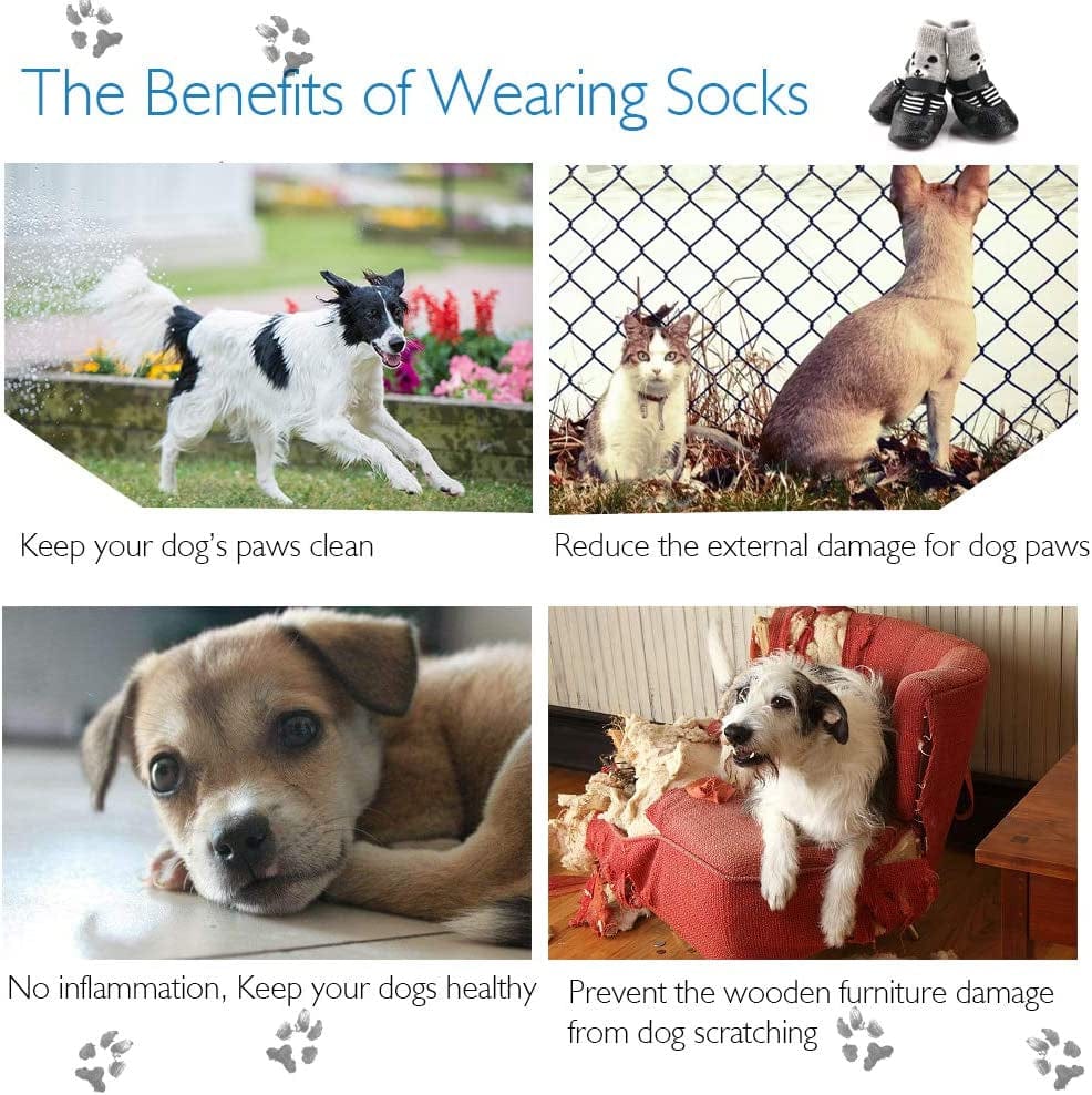 Rilexawhile Dog Socks Boots Shoes for Dogs Cat Socks Non-Slip Soles Adjustable Dog Cat Paw Socks Fit for Indoor Outdoor Use (Large, Black) Animals & Pet Supplies > Pet Supplies > Dog Supplies > Dog Apparel Hellopet   