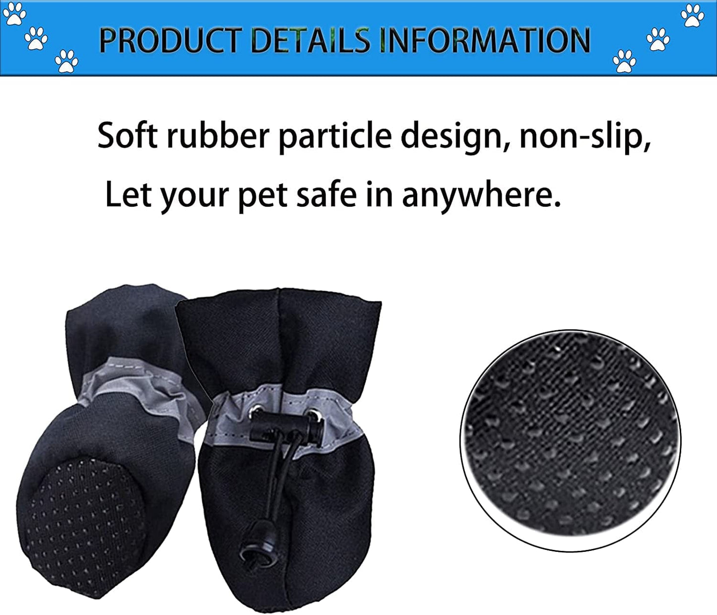 RMAMSCOV Pet Dog Shoes, 4Pcs anti Slip Dog Boots Paw Protector with Adjustable Reflective Straps,Waterproof Winter Warm Comfortable Paw Protector for for Small Medium Pets Cats Dogs (#4, Black) Animals & Pet Supplies > Pet Supplies > Dog Supplies > Dog Apparel RMAMSCOV   