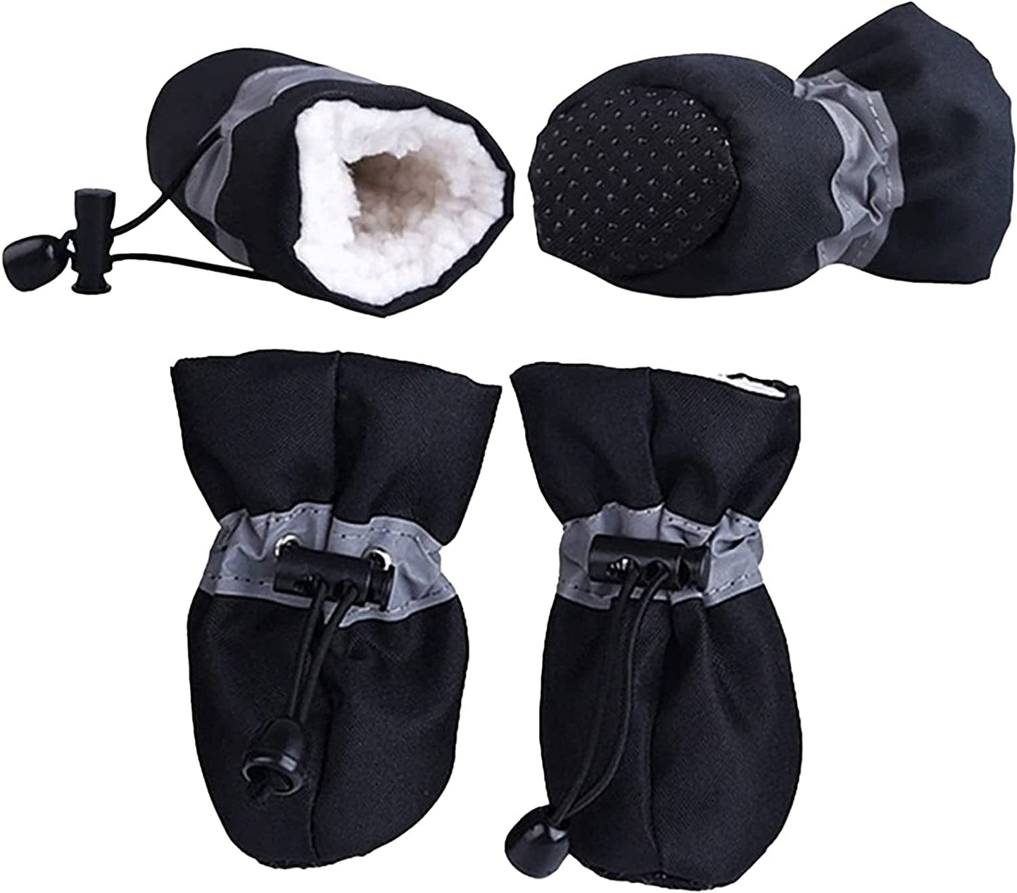 RMAMSCOV Pet Dog Shoes, 4Pcs anti Slip Dog Boots Paw Protector with Adjustable Reflective Straps,Waterproof Winter Warm Comfortable Paw Protector for for Small Medium Pets Cats Dogs (#4, Black) Animals & Pet Supplies > Pet Supplies > Dog Supplies > Dog Apparel RMAMSCOV Black #3 