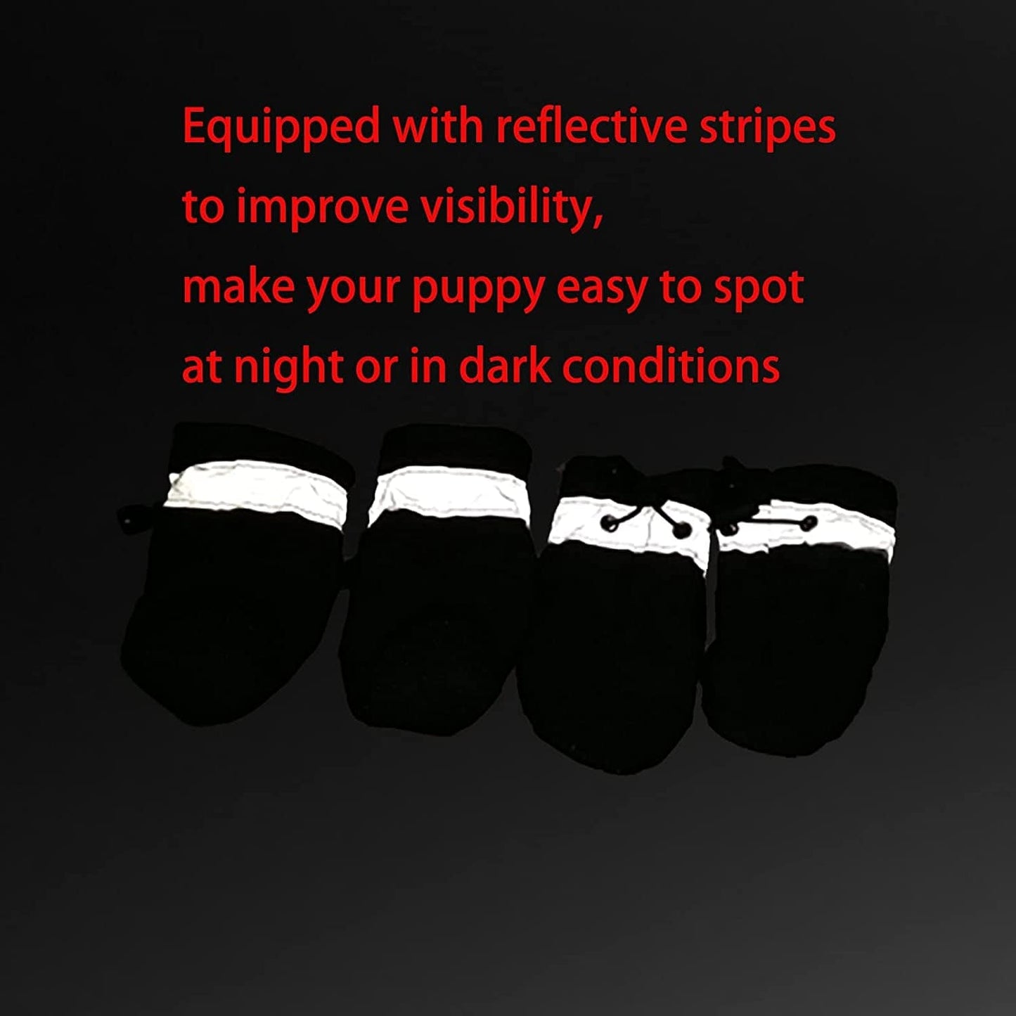 RMAMSCOV Pet Dog Shoes, 4Pcs anti Slip Dog Boots Paw Protector with Adjustable Reflective Straps,Waterproof Winter Warm Comfortable Paw Protector for for Small Medium Pets Cats Dogs (#4, Black) Animals & Pet Supplies > Pet Supplies > Dog Supplies > Dog Apparel RMAMSCOV   