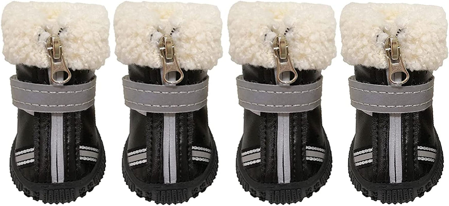 RMAMSCOV Pet Dog Shoes, 4Pcs Dog Boots Waterproof Skidproof Rain Winter Snow Warm Protective Boots with Adjustable Strips Soft Comfortable Anti-Slip Rubber Sole Paw Protector for Pet Dogs (#4, Black) Animals & Pet Supplies > Pet Supplies > Dog Supplies > Dog Apparel RMAMSCOV Black #5 