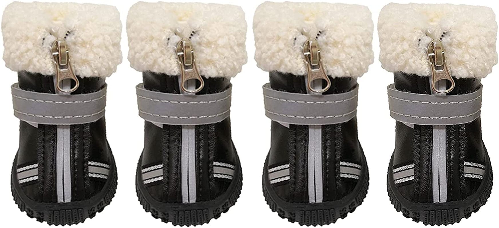 RMAMSCOV Pet Dog Shoes, 4Pcs Dog Boots Waterproof Skidproof Rain Winter Snow Warm Protective Boots with Adjustable Strips Soft Comfortable Anti-Slip Rubber Sole Paw Protector for Pet Dogs (#4, Black) Animals & Pet Supplies > Pet Supplies > Dog Supplies > Dog Apparel RMAMSCOV Black #5 