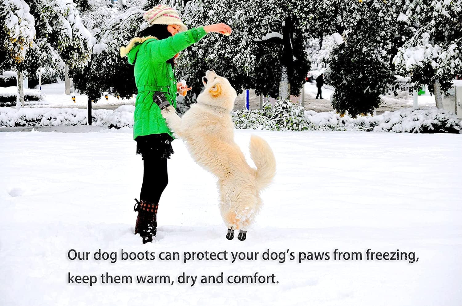 RMAMSCOV Pet Dog Shoes, 4Pcs Dog Boots Waterproof Skidproof Rain Winter Snow Warm Protective Boots with Adjustable Strips Soft Comfortable Anti-Slip Rubber Sole Paw Protector for Pet Dogs (#4, Black) Animals & Pet Supplies > Pet Supplies > Dog Supplies > Dog Apparel RMAMSCOV   