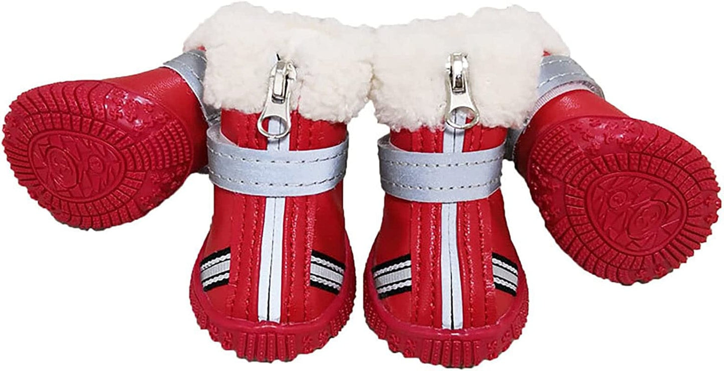 RMAMSCOV Pet Dog Shoes, 4Pcs Dog Boots Waterproof Skidproof Rain Winter Snow Warm Protective Boots with Adjustable Strips Soft Comfortable Anti-Slip Rubber Sole Paw Protector for Pet Dogs (#4, Black) Animals & Pet Supplies > Pet Supplies > Dog Supplies > Dog Apparel RMAMSCOV Red1 #5 