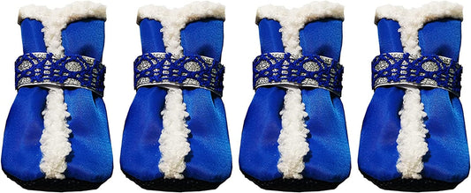 RMAMSCOV Pet Dog Shoes, 4Pcs Snow Small Dog Boots, Winter Waterproof Skidproof Warm Protective Boots with Adjustable Straps,Comfortable Paw Protector for Small Medium Pets Cats Dogs (#2, Blue) Animals & Pet Supplies > Pet Supplies > Dog Supplies > Dog Apparel RMAMSCOV Blue #2 
