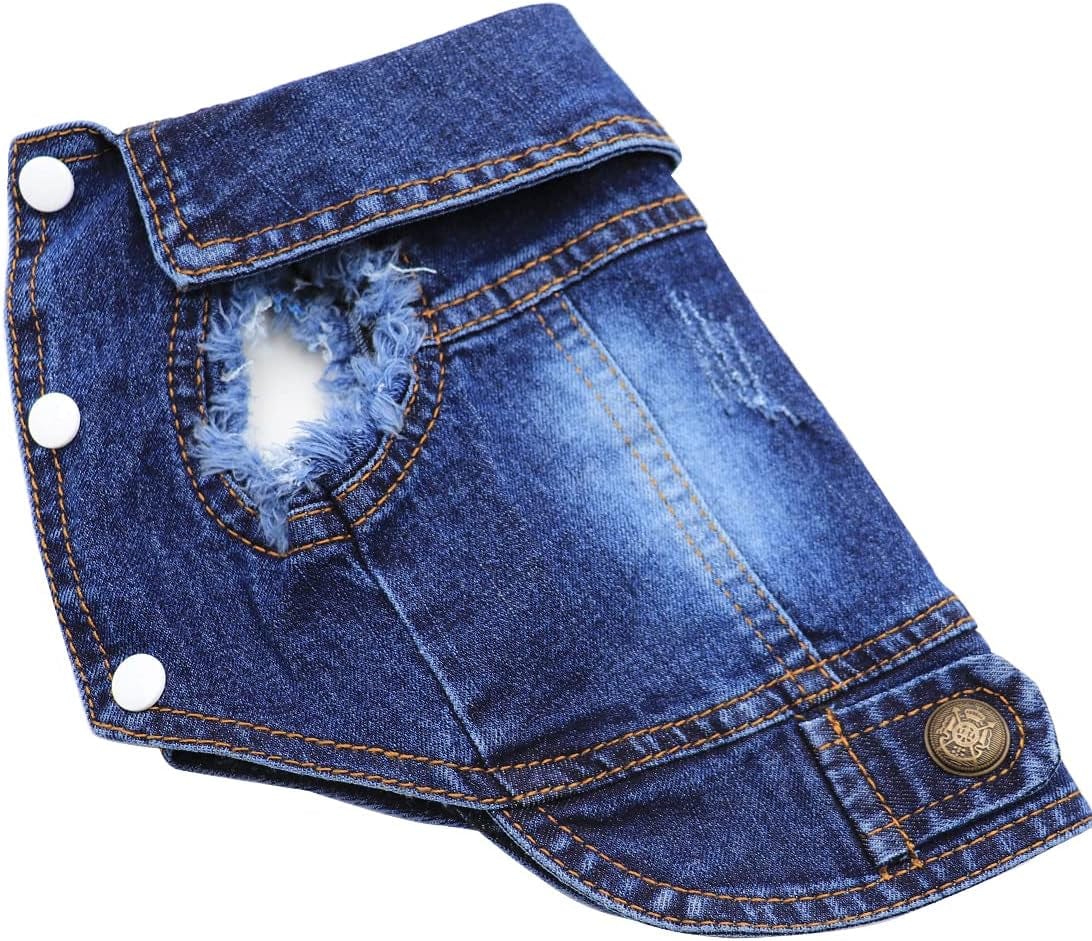 Rooroopet Pet Clothes,Dog Jeans Jacket,Cool Blue Denim Coat,Small Medium Dogs Cats, Lapel Vests Cats Classic Puppy Blue Vintage,Machine Washed Clothes Animals & Pet Supplies > Pet Supplies > Dog Supplies > Dog Apparel Rooroopet   