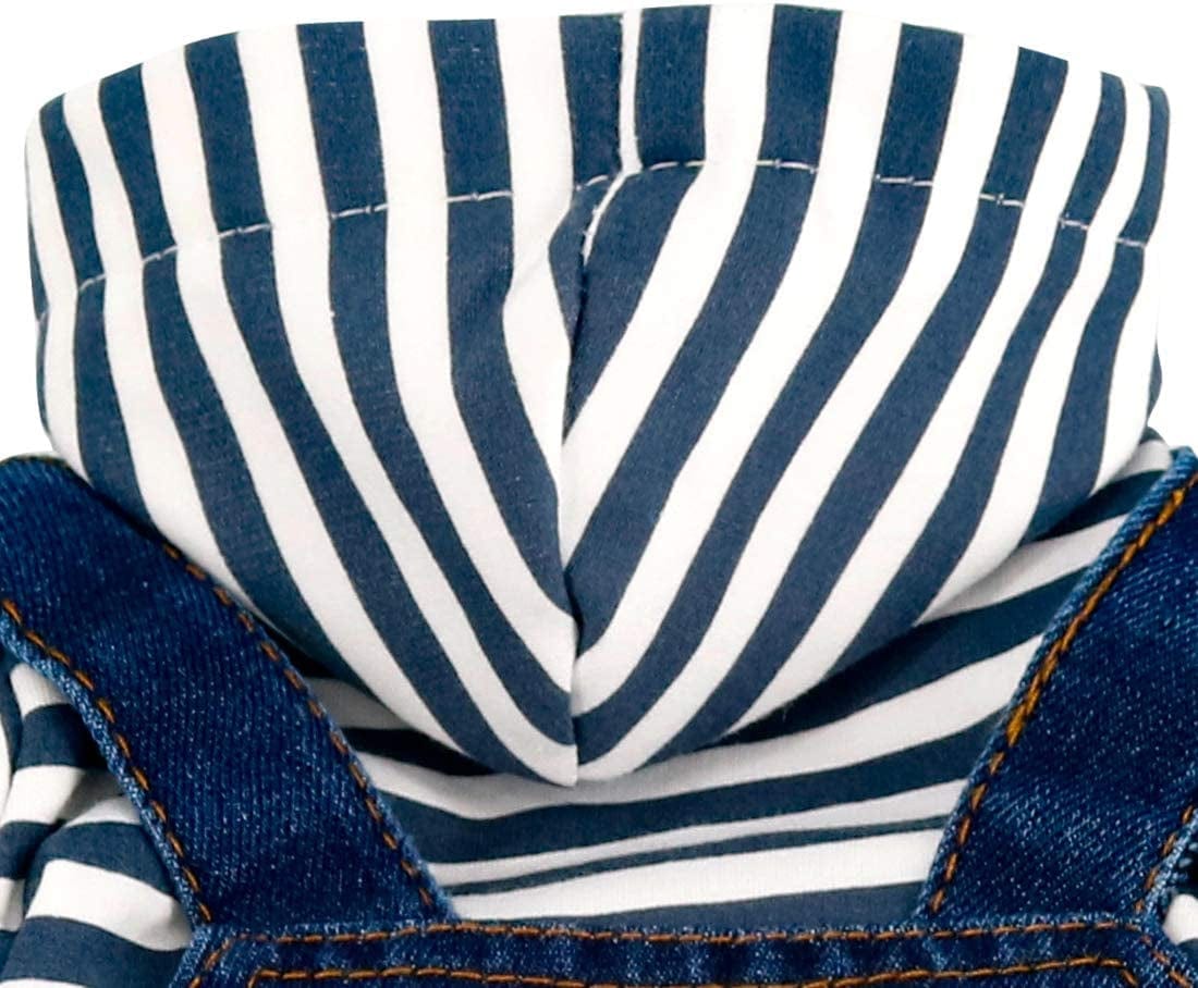 Rooroopet Pet Denim Dog Jeans Jumpsuit Overall Strip Hoodie Coat Classic Jacket Puppy Blue Vintage Washed for Small Medium Dogs and Cats Animals & Pet Supplies > Pet Supplies > Dog Supplies > Dog Apparel rooroopet   