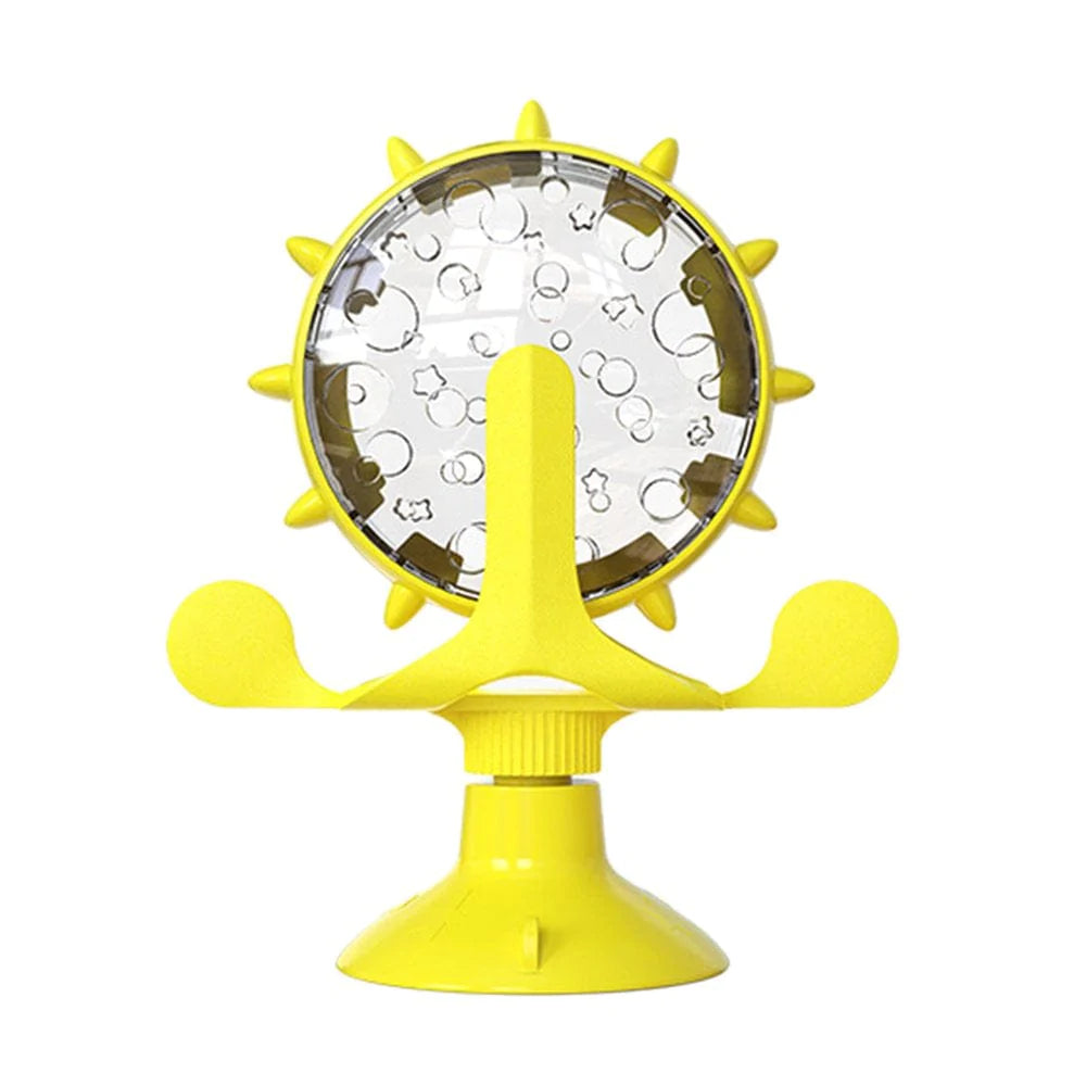 Rotating Windmill Treat Dispenser Pet Toy Pet Supplies Cat Leaking Food Puzzle Toy for Cat Dog Animals & Pet Supplies > Pet Supplies > Cat Supplies > Cat Toys CN Yellow  