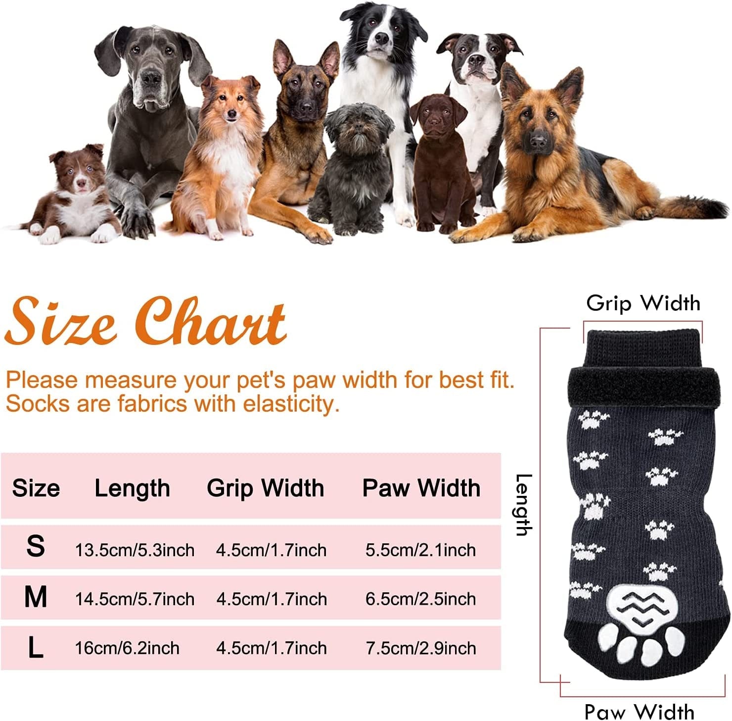 Rypet anti Slip Dog Socks 3 Pairs - Dog Grip Socks with Straps Traction Control for Indoor on Hardwood Floor Wear, Pet Paw Protector for Small Medium Large Dogs L Animals & Pet Supplies > Pet Supplies > Dog Supplies > Dog Apparel RYPET   
