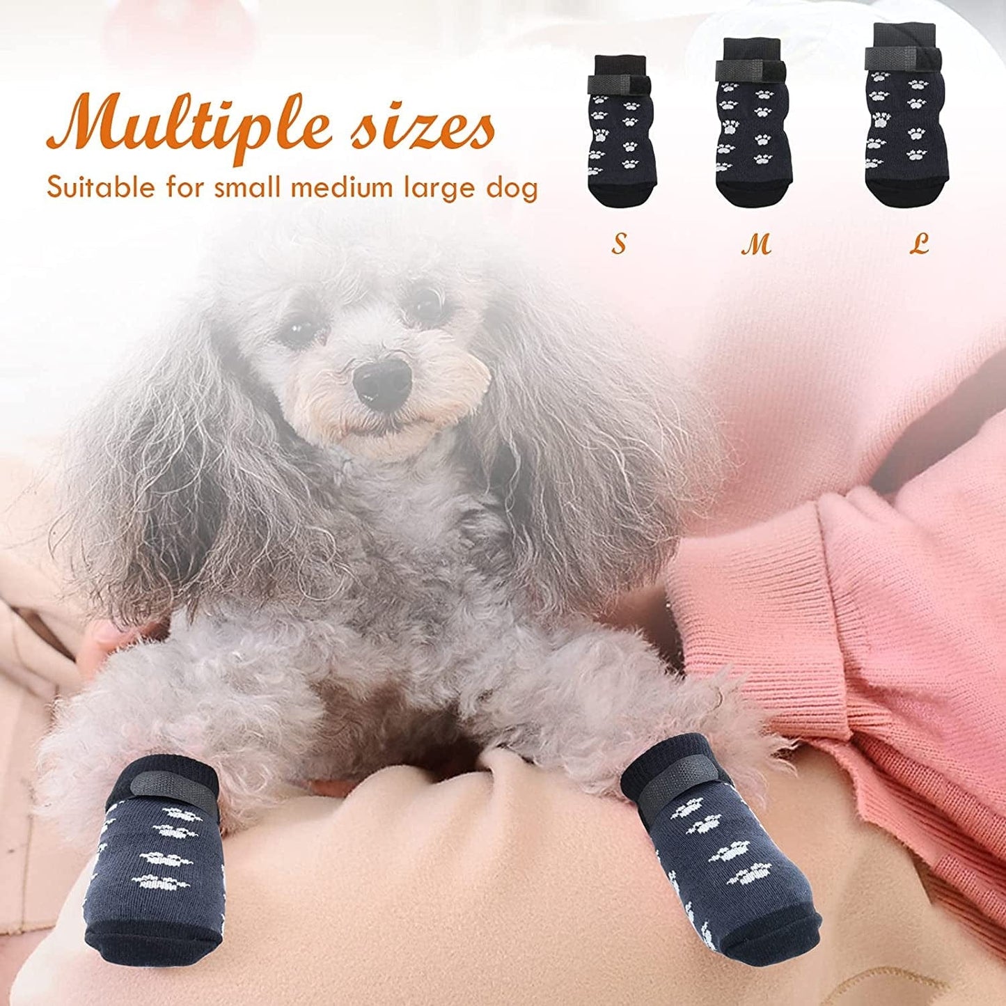 Rypet anti Slip Dog Socks 3 Pairs - Dog Grip Socks with Straps Traction Control for Indoor on Hardwood Floor Wear, Pet Paw Protector for Small Medium Large Dogs L Animals & Pet Supplies > Pet Supplies > Dog Supplies > Dog Apparel RYPET   