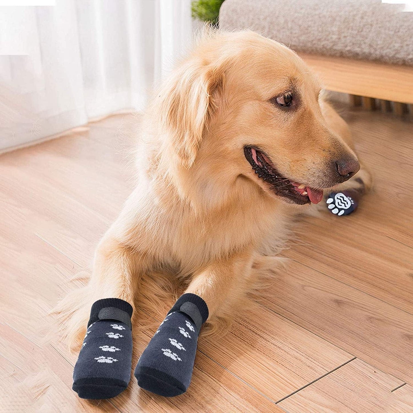 Rypet anti Slip Dog Socks 3 Pairs - Dog Grip Socks with Straps Traction Control for Indoor on Hardwood Floor Wear, Pet Paw Protector for Small Medium Large Dogs L Animals & Pet Supplies > Pet Supplies > Dog Supplies > Dog Apparel RYPET   