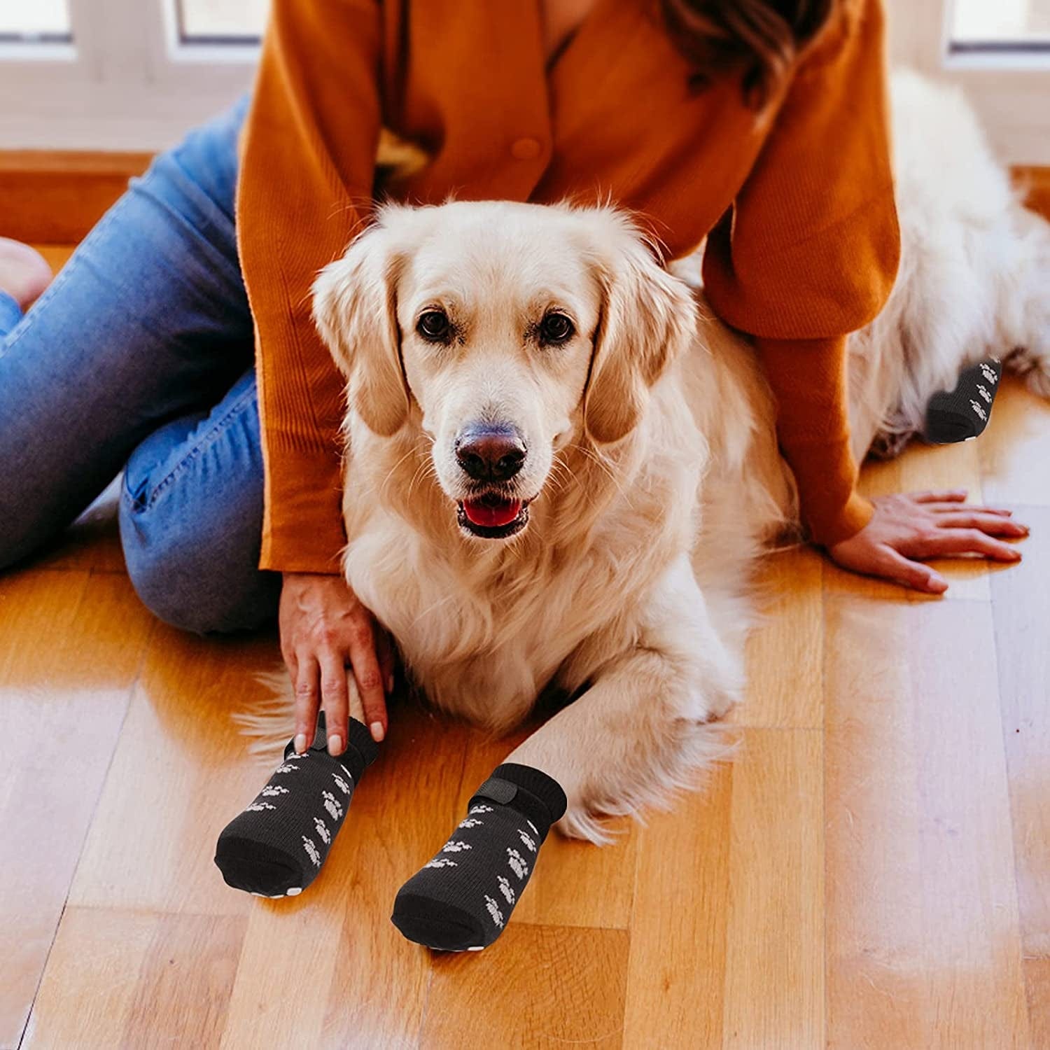 Rypet anti Slip Dog Socks 3 Pairs - Dog Grip Socks with Straps Traction Control for Indoor on Hardwood Floor Wear, Pet Paw Protector for Small Medium Large Dogs L Animals & Pet Supplies > Pet Supplies > Dog Supplies > Dog Apparel RYPET   