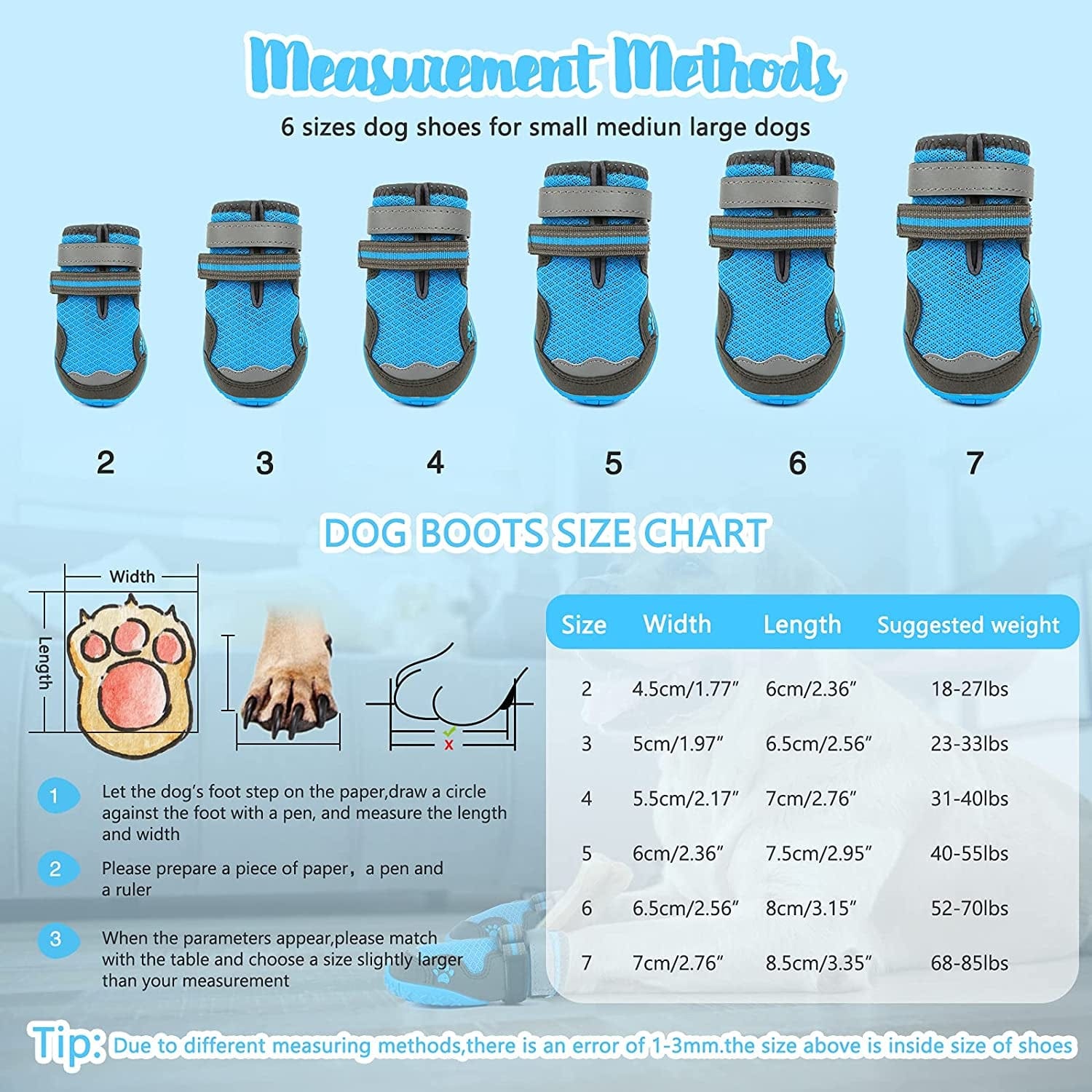 Rypet Dog Boots for Hot Pavement Shoes for Medium Large Dogs Breathable Mesh Dog Summer Shoes with Reflective Strips Rugged Anti-Slip Sole Blue 4PCS Animals & Pet Supplies > Pet Supplies > Dog Supplies > Dog Apparel RYPET   