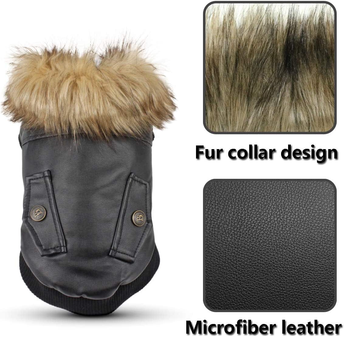 Rypet Dog Leather Jacket Waterproof - Small Dog Winter Coat Puppy Jacket for Winter Weather Black XXL Animals & Pet Supplies > Pet Supplies > Dog Supplies > Dog Apparel Rypet   