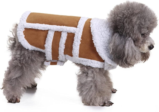 Rypet Small Dog Winter Coat - Shearling Fleece Dog Warm Coat for Small to Medium Breeds Dog Coffee, Medium Animals & Pet Supplies > Pet Supplies > Dog Supplies > Dog Apparel Rypet Coffee1 L(Neck Girth:11.22"-13.98", Back Length:13.78") 