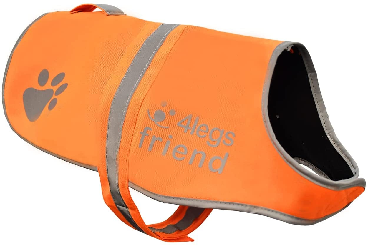 Safety Orange Reflective Lightweight Fleece Vest with Leash Hole 5 Sizes - High Visibility Coat for Outdoor Activity Day and Night, Keep Your Dog Visible, Safe from Cars & Hunting Accidents Animals & Pet Supplies > Pet Supplies > Dog Supplies > Dog Apparel 4LegsFriend Orange XL 