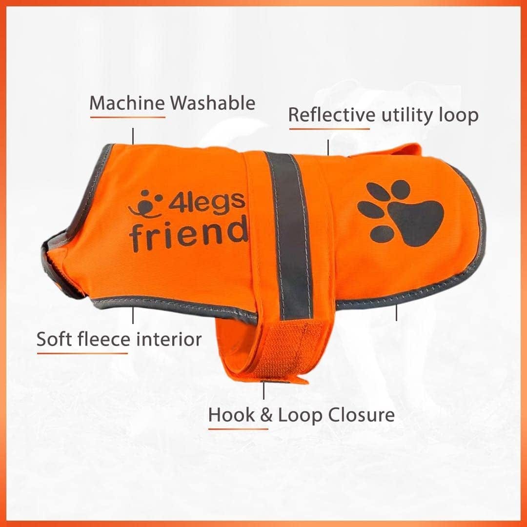 Safety Orange Reflective Lightweight Fleece Vest with Leash Hole 5 Sizes - High Visibility Coat for Outdoor Activity Day and Night, Keep Your Dog Visible, Safe from Cars & Hunting Accidents Animals & Pet Supplies > Pet Supplies > Dog Supplies > Dog Apparel 4LegsFriend   
