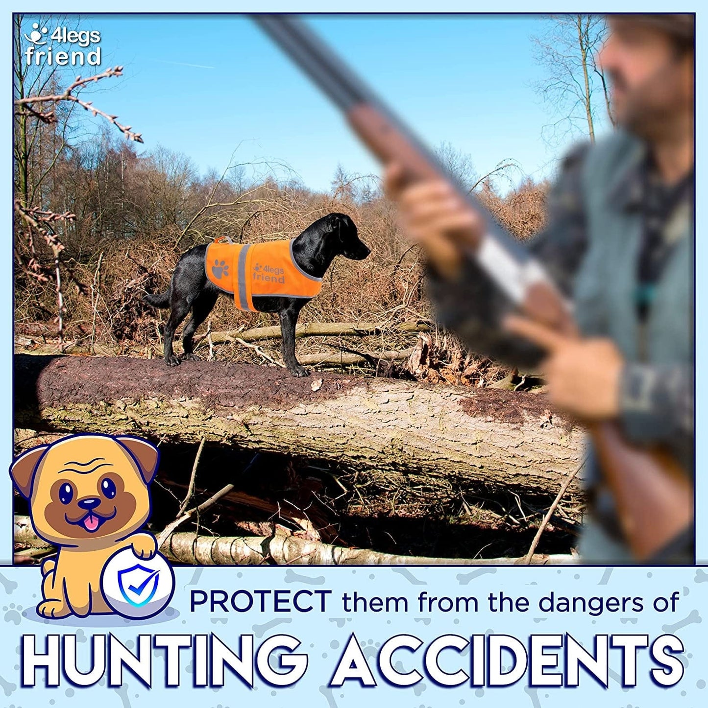 Safety Orange Reflective Lightweight Fleece Vest with Leash Hole 5 Sizes - High Visibility Coat for Outdoor Activity Day and Night, Keep Your Dog Visible, Safe from Cars & Hunting Accidents Animals & Pet Supplies > Pet Supplies > Dog Supplies > Dog Apparel 4LegsFriend   