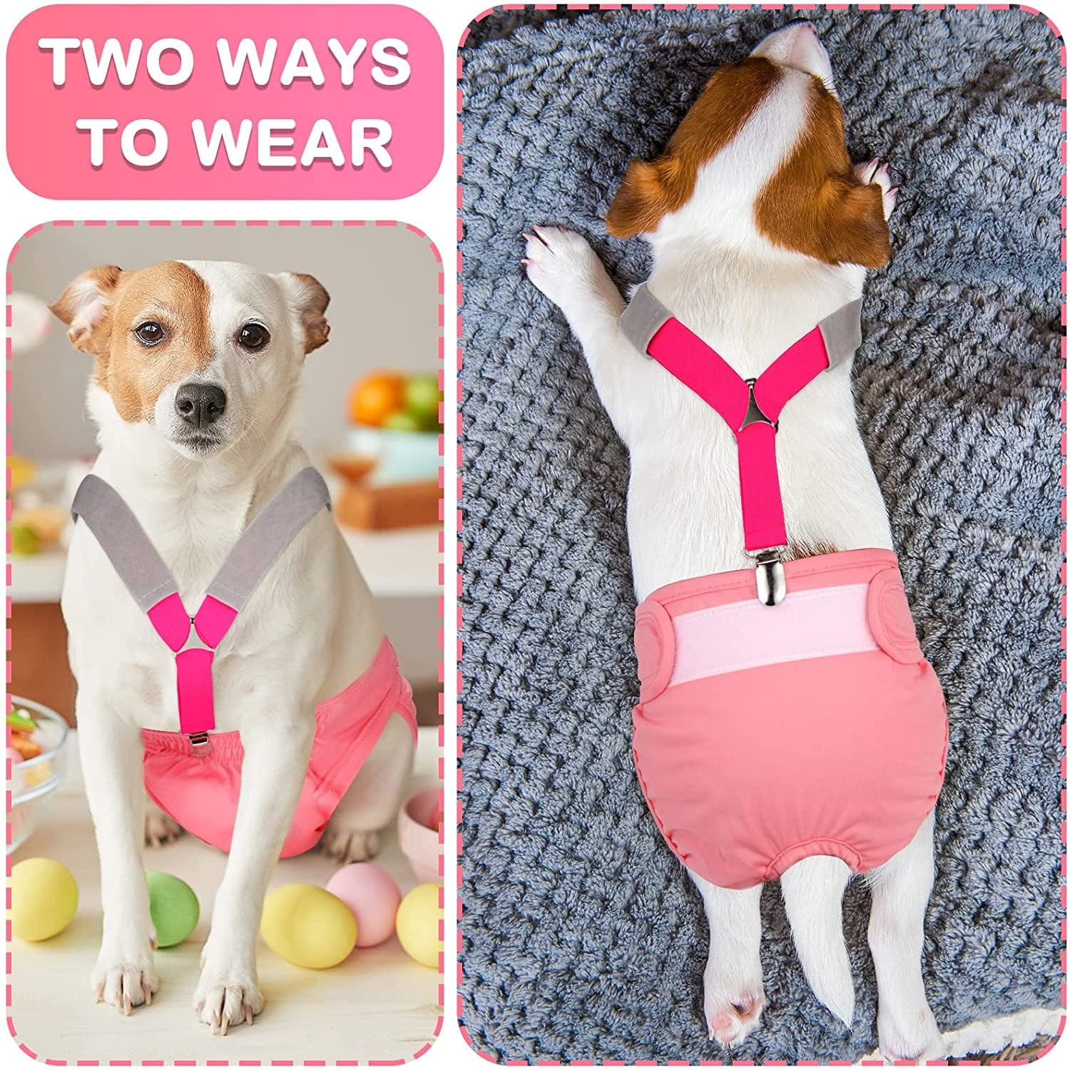 Saintrygo 2 Pieces Dog Diaper Suspenders Belly Bands Canine Harness Keep Diaper on Your Dog for Small Medium and Large Dogs (Black, Pink, Medium) Animals & Pet Supplies > Pet Supplies > Dog Supplies > Dog Apparel Saintrygo   