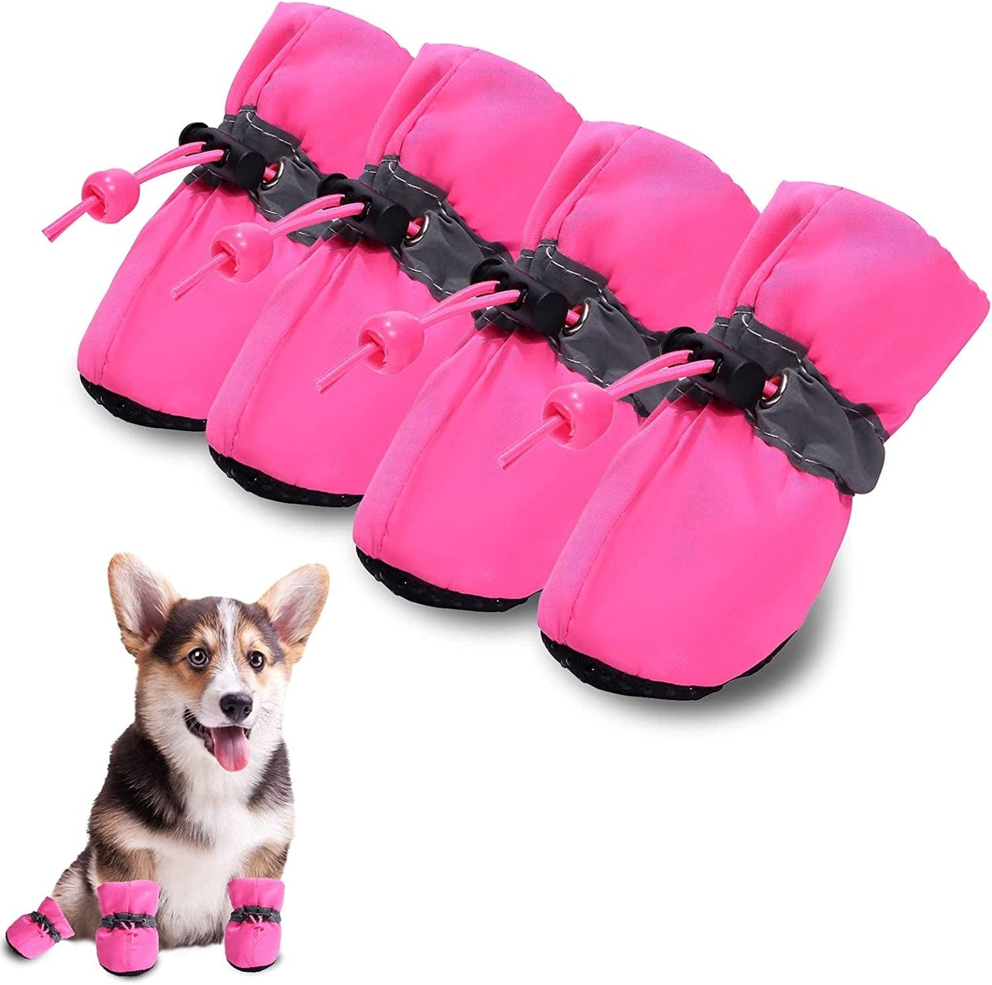 SATTARO Dog Shoes for Hot Pavement with Reflective Straps Non-Slip Cat Dog Boots Paw Protector for Small and Medium Petsdog Shoes (Size 6: 1.77"(Width), Pink) Animals & Pet Supplies > Pet Supplies > Dog Supplies > Dog Apparel SATTARO Pink Size 7: 1.96"(Width) 