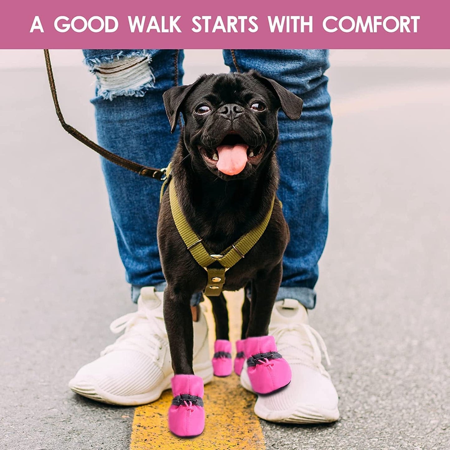 SATTARO Dog Shoes for Hot Pavement with Reflective Straps Non-Slip Cat Dog Boots Paw Protector for Small and Medium Petsdog Shoes (Size 6: 1.77"(Width), Pink) Animals & Pet Supplies > Pet Supplies > Dog Supplies > Dog Apparel SATTARO   