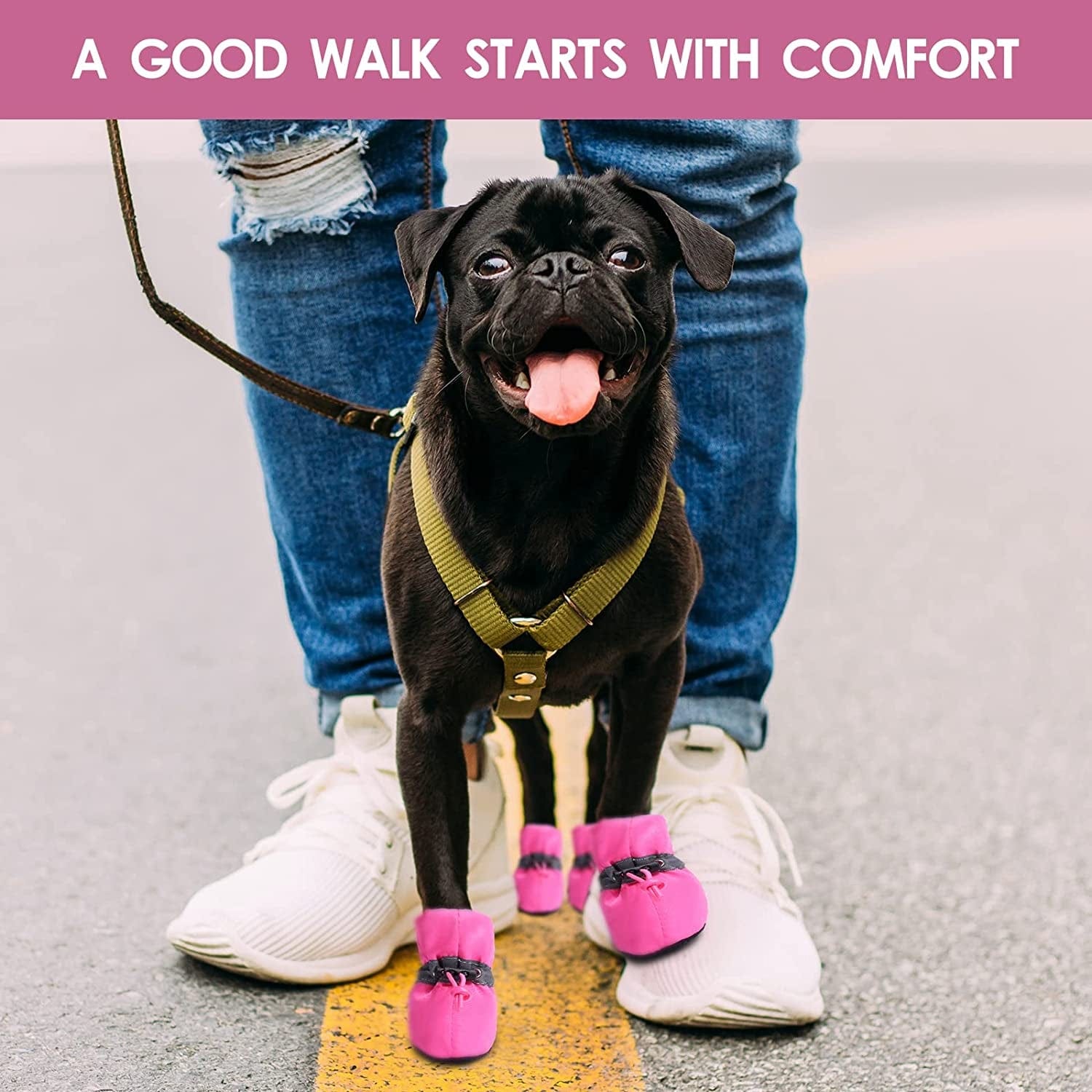 SATTARO Dog Shoes for Hot Pavement with Reflective Straps Non-Slip Cat Dog Boots Paw Protector for Small and Medium Petsdog Shoes (Size 6: 1.77"(Width), Pink) Animals & Pet Supplies > Pet Supplies > Dog Supplies > Dog Apparel SATTARO   