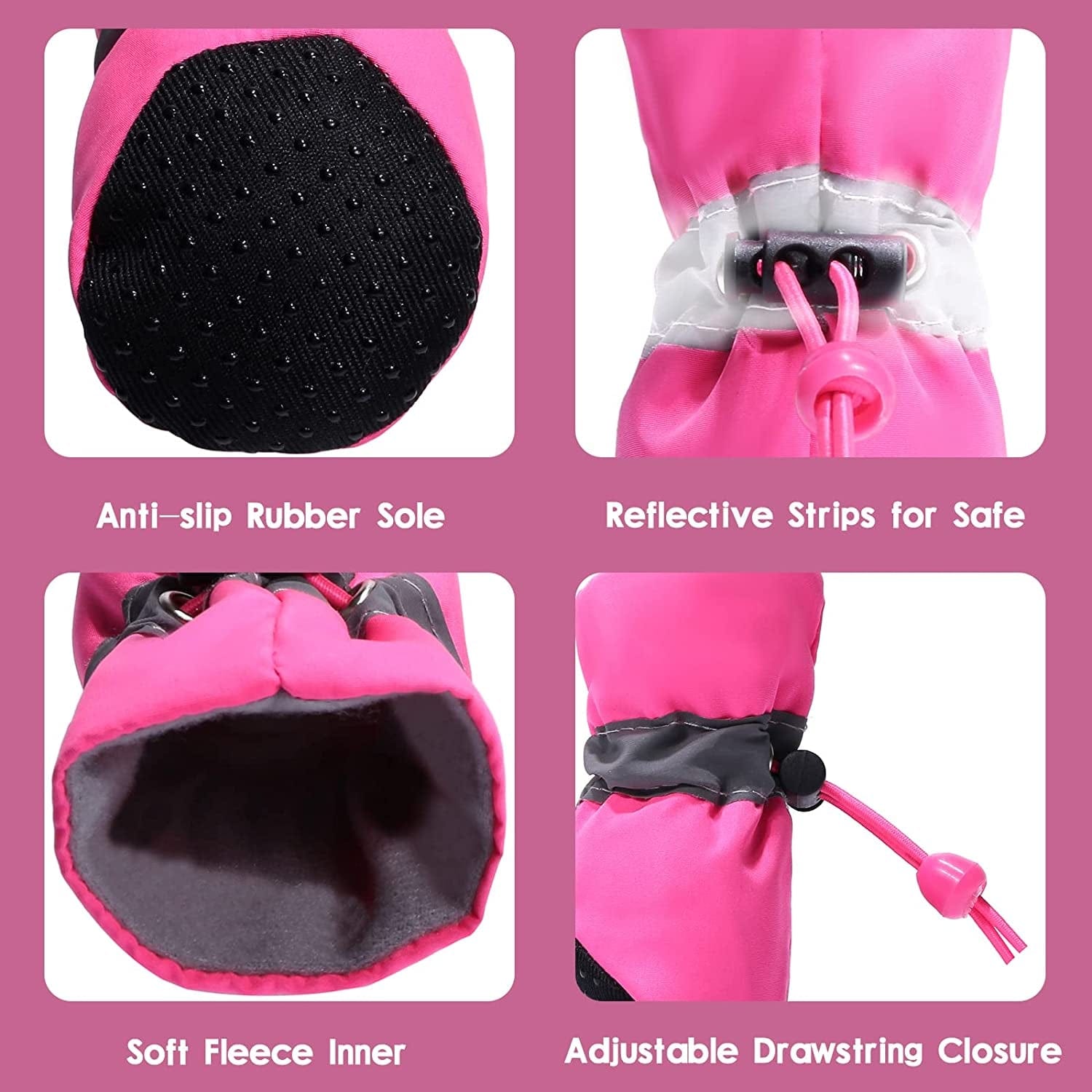 SATTARO Dog Shoes for Hot Pavement with Reflective Straps Non-Slip Cat Dog Boots Paw Protector for Small and Medium Petsdog Shoes (Size 6: 1.77"(Width), Pink) Animals & Pet Supplies > Pet Supplies > Dog Supplies > Dog Apparel SATTARO   