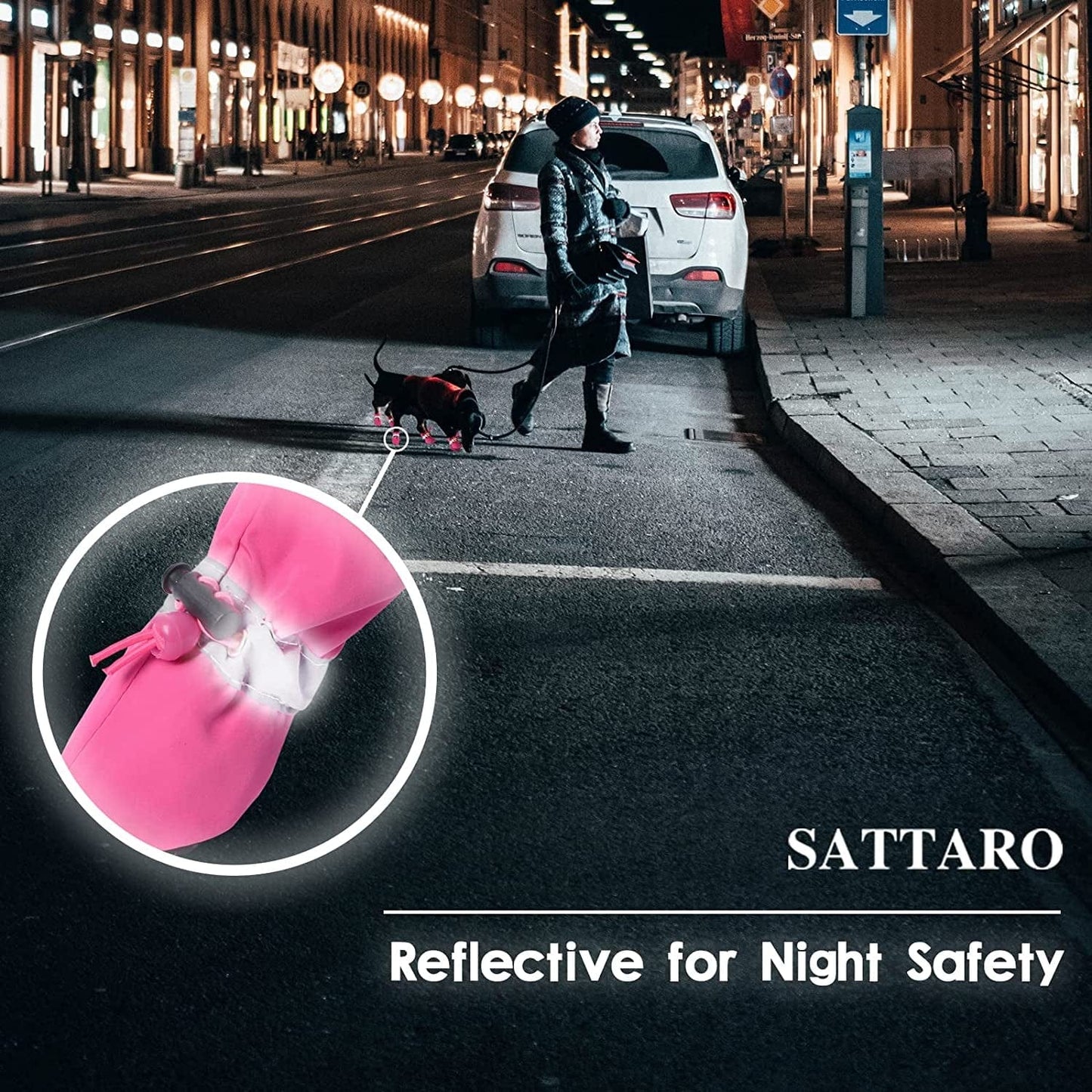 SATTARO Dog Shoes for Hot Pavement with Reflective Straps Non-Slip Cat Dog Boots Paw Protector for Small and Medium Petsdog Shoes (Size 6: 1.77"(Width), Pink) Animals & Pet Supplies > Pet Supplies > Dog Supplies > Dog Apparel SATTARO   