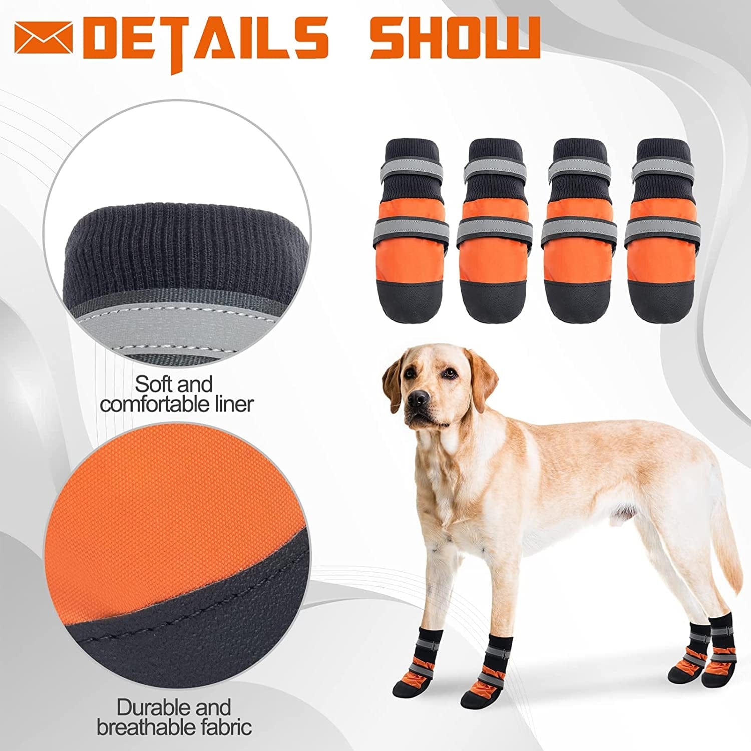 SCENEREAL Dog Boots, Anti-Slip Waterproof Dog Shoes for Hot Pavement Snow Rain with Reflective Strip, Paw Protectors with Traction Control for Hardwood Floors, for Medium Large Dogs in Winter Summer Animals & Pet Supplies > Pet Supplies > Dog Supplies > Dog Apparel SCENEREAL   