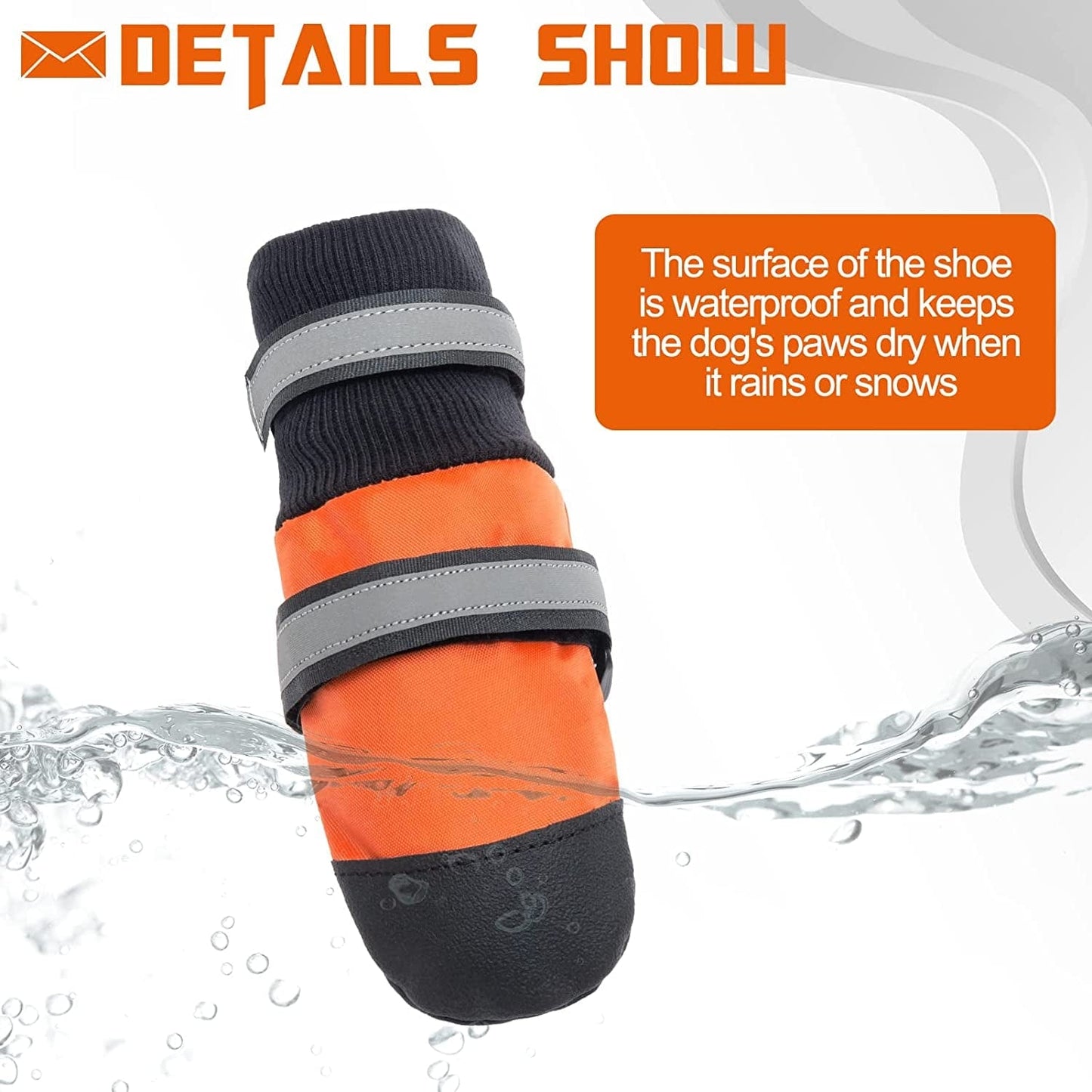 SCENEREAL Dog Boots, Anti-Slip Waterproof Dog Shoes for Hot Pavement Snow Rain with Reflective Strip, Paw Protectors with Traction Control for Hardwood Floors, for Medium Large Dogs in Winter Summer Animals & Pet Supplies > Pet Supplies > Dog Supplies > Dog Apparel SCENEREAL   