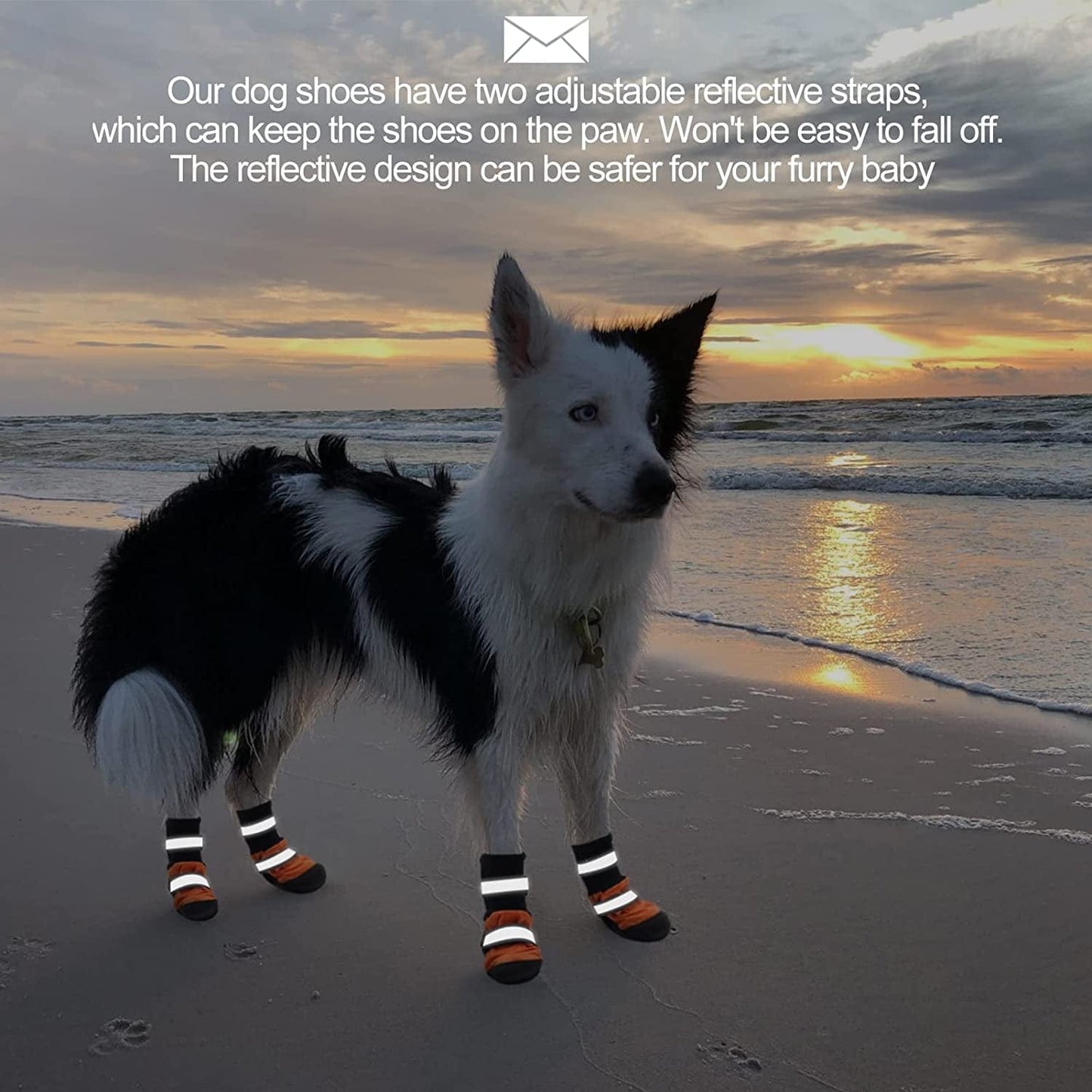 SCENEREAL Dog Boots, Anti-Slip Waterproof Dog Shoes for Hot Pavement Snow Rain with Reflective Strip, Paw Protectors with Traction Control for Hardwood Floors, for Medium Large Dogs in Winter Summer Animals & Pet Supplies > Pet Supplies > Dog Supplies > Dog Apparel SCENEREAL   