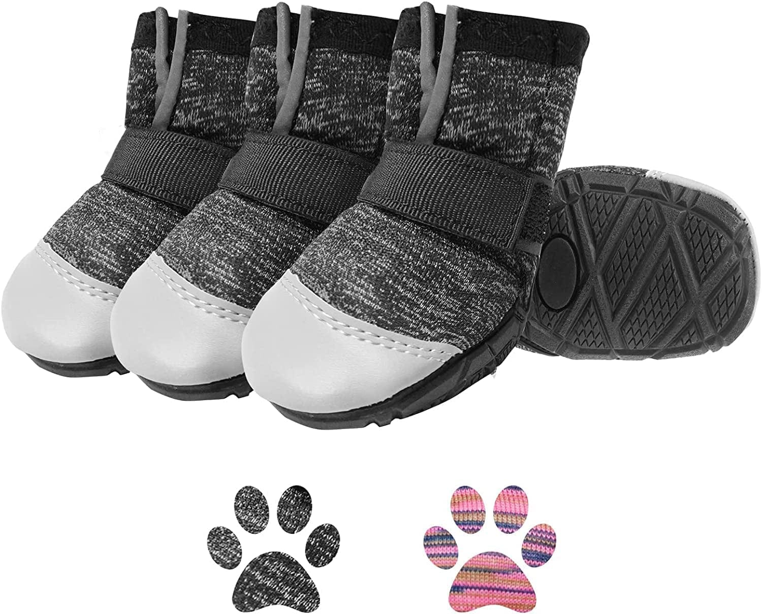 SCENEREAL Dog Boots for Hot Pavement, Breathable Waterproof Dog Shoes for Dogs with Reflective, 4 PCS Soft Paw Protectors for Puppy Summer Hardwood Floors Winter Hiking Outdoor and Indoor Animals & Pet Supplies > Pet Supplies > Dog Supplies > Dog Apparel SCENEREAL Grey Size 3: 2.0"x2.4"(W*L) 