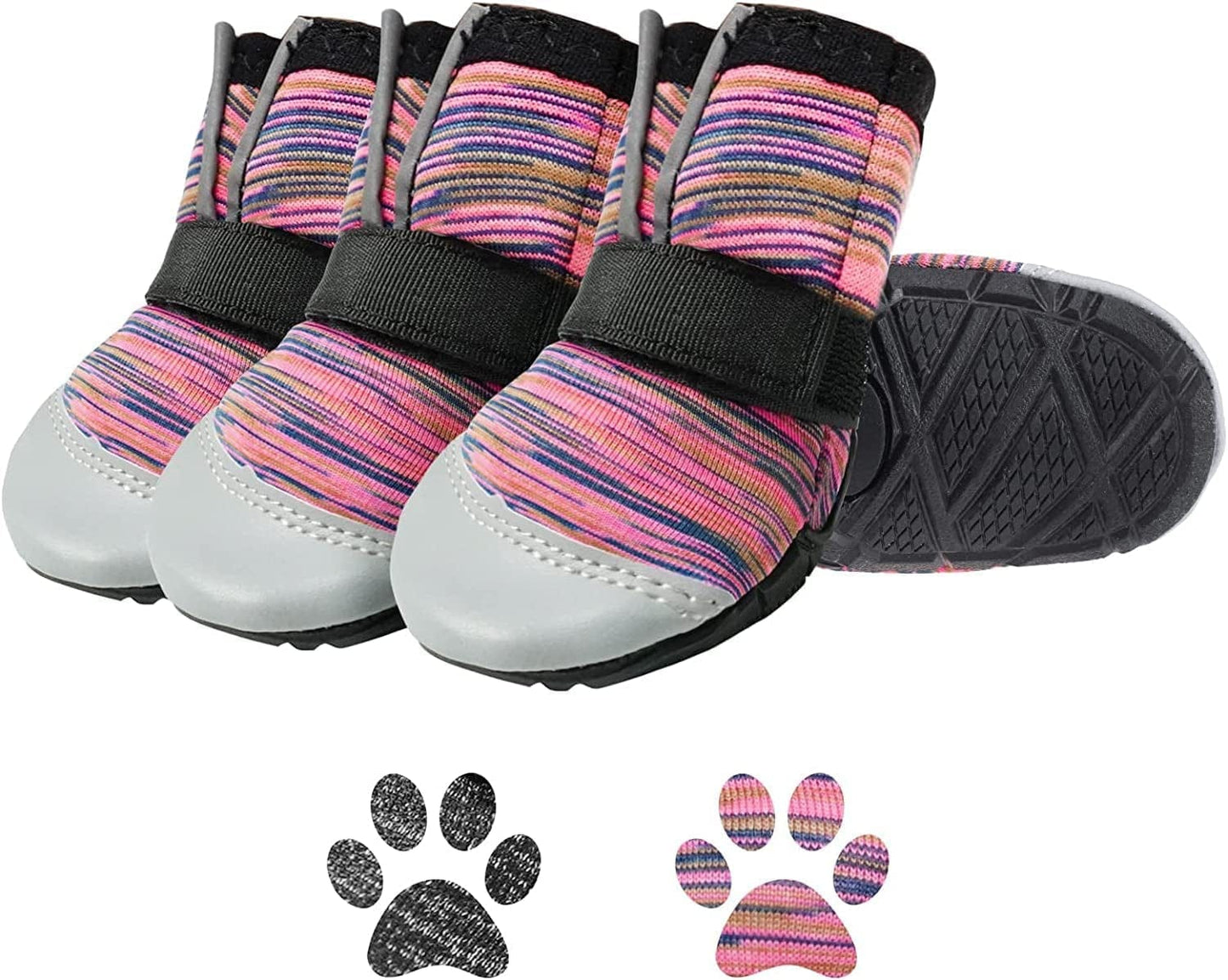 SCENEREAL Dog Boots for Hot Pavement, Breathable Waterproof Dog Shoes for Dogs with Reflective, 4 PCS Soft Paw Protectors for Puppy Summer Hardwood Floors Winter Hiking Outdoor and Indoor Animals & Pet Supplies > Pet Supplies > Dog Supplies > Dog Apparel SCENEREAL Pink Size 2: 1.8"x2.2"(W*L) 