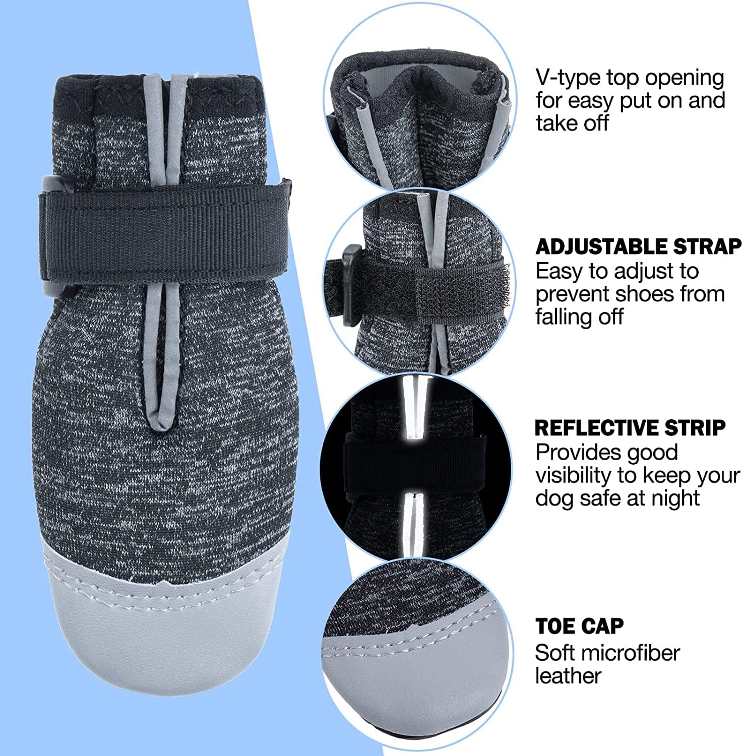 SCENEREAL Dog Boots for Hot Pavement, Breathable Waterproof Dog Shoes for Dogs with Reflective, 4 PCS Soft Paw Protectors for Puppy Summer Hardwood Floors Winter Hiking Outdoor and Indoor Animals & Pet Supplies > Pet Supplies > Dog Supplies > Dog Apparel SCENEREAL   