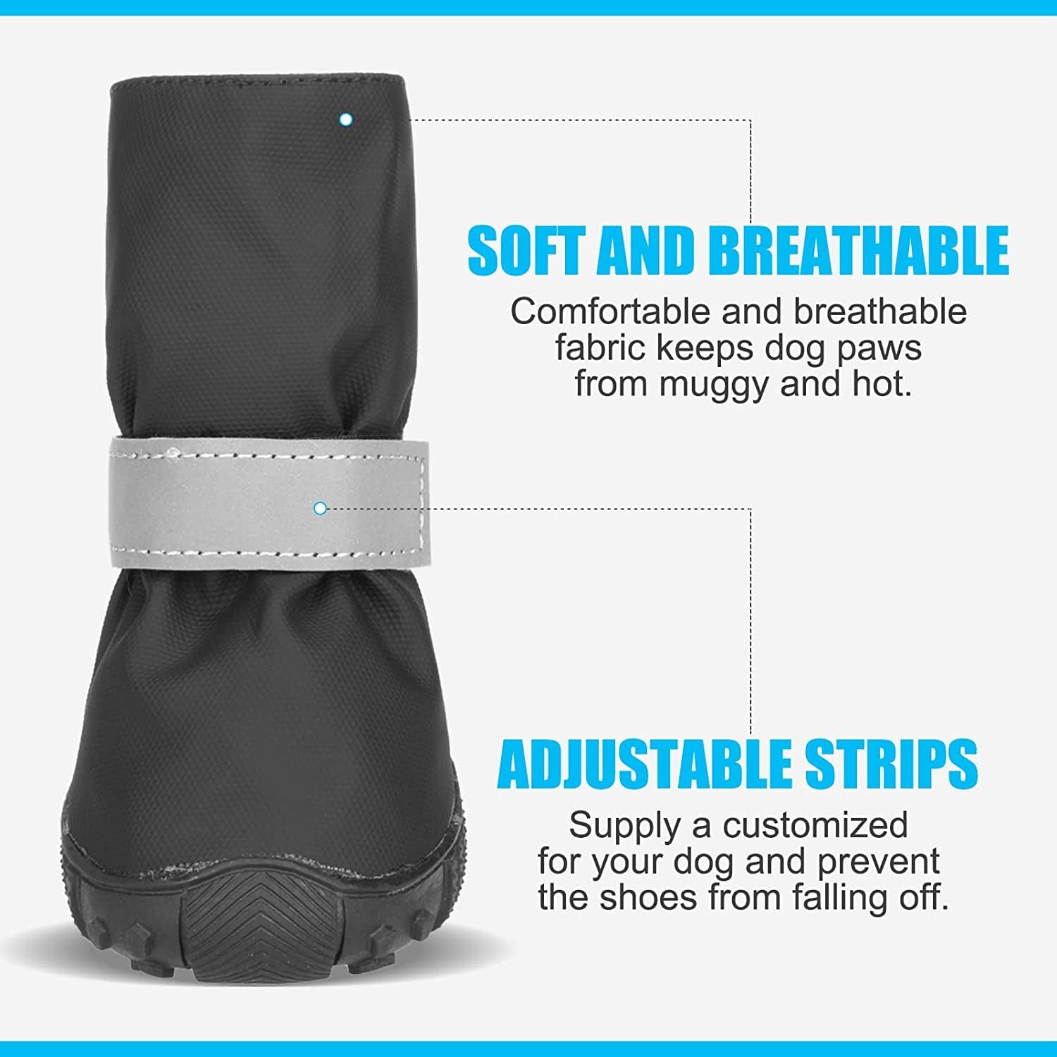 SCENEREAL Waterproof Dog Boots for Hot Pavement Hardwood Floors, Non-Slip Dog Shoes with Reflective Strips, 4 PCS Soft Breathable Paw Protectors for Small Medium Large Dogs Summer Winter Use Animals & Pet Supplies > Pet Supplies > Dog Supplies > Dog Apparel SCENEREAL   