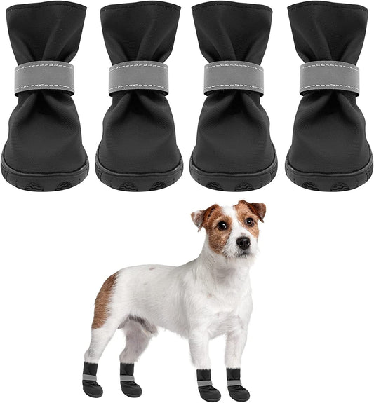 SCENEREAL Waterproof Dog Boots with Reflective Strips - 4 PCS Non-Slip Dog Shoes for Rain Cold Pavement Hardwood Floors,Soft Breathable Paw Protectors for Small Medium Large Dogs Winter Summer Use Animals & Pet Supplies > Pet Supplies > Dog Supplies > Dog Apparel SCENEREAL Small  