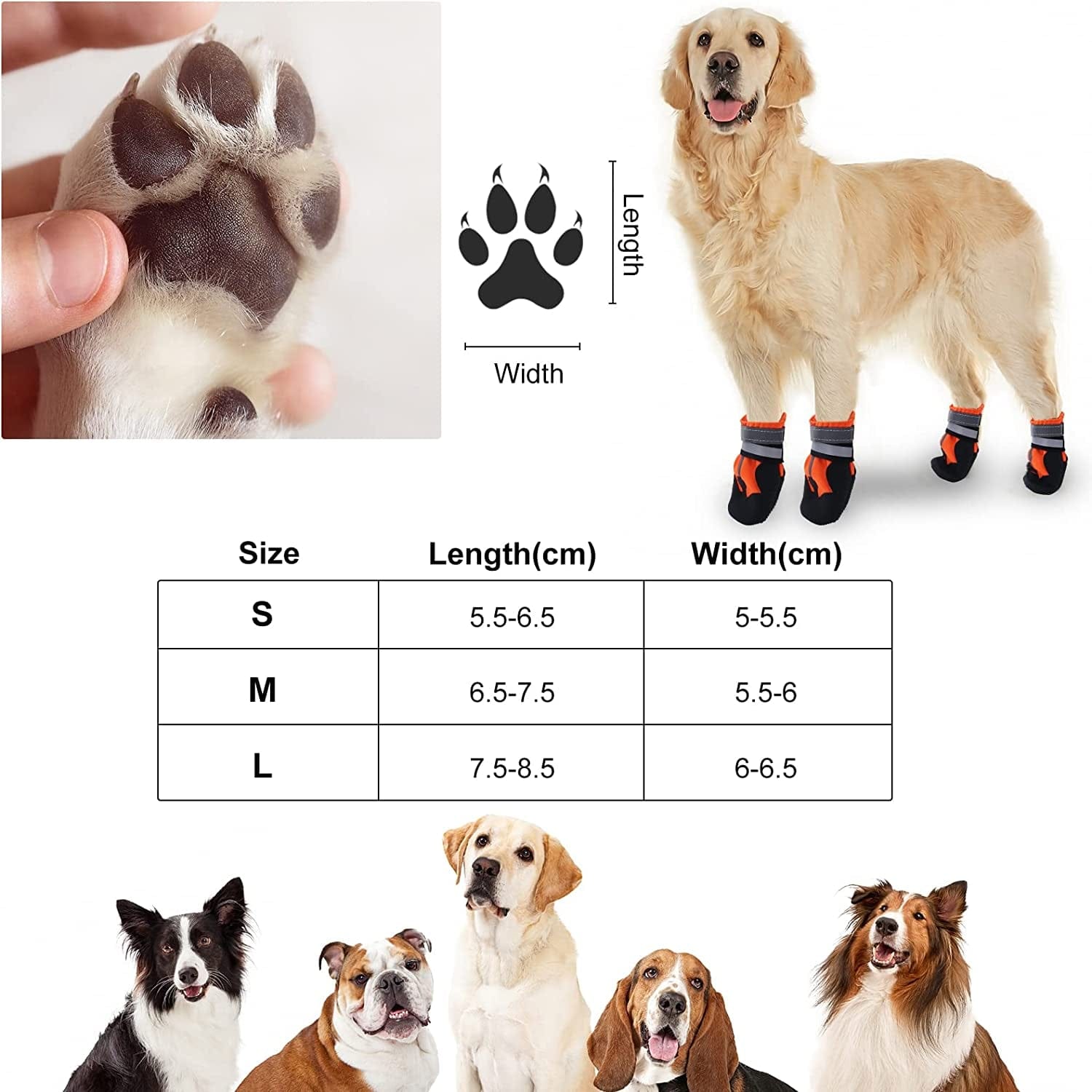 Seahelms Dog Boots Paw Protector - Waterproof Dog Shoes - Durable Outdoor Puppy Booties with Reflective Strips for Small Medium and Large Dogs (Orange, S) Animals & Pet Supplies > Pet Supplies > Dog Supplies > Dog Apparel Seahelms   