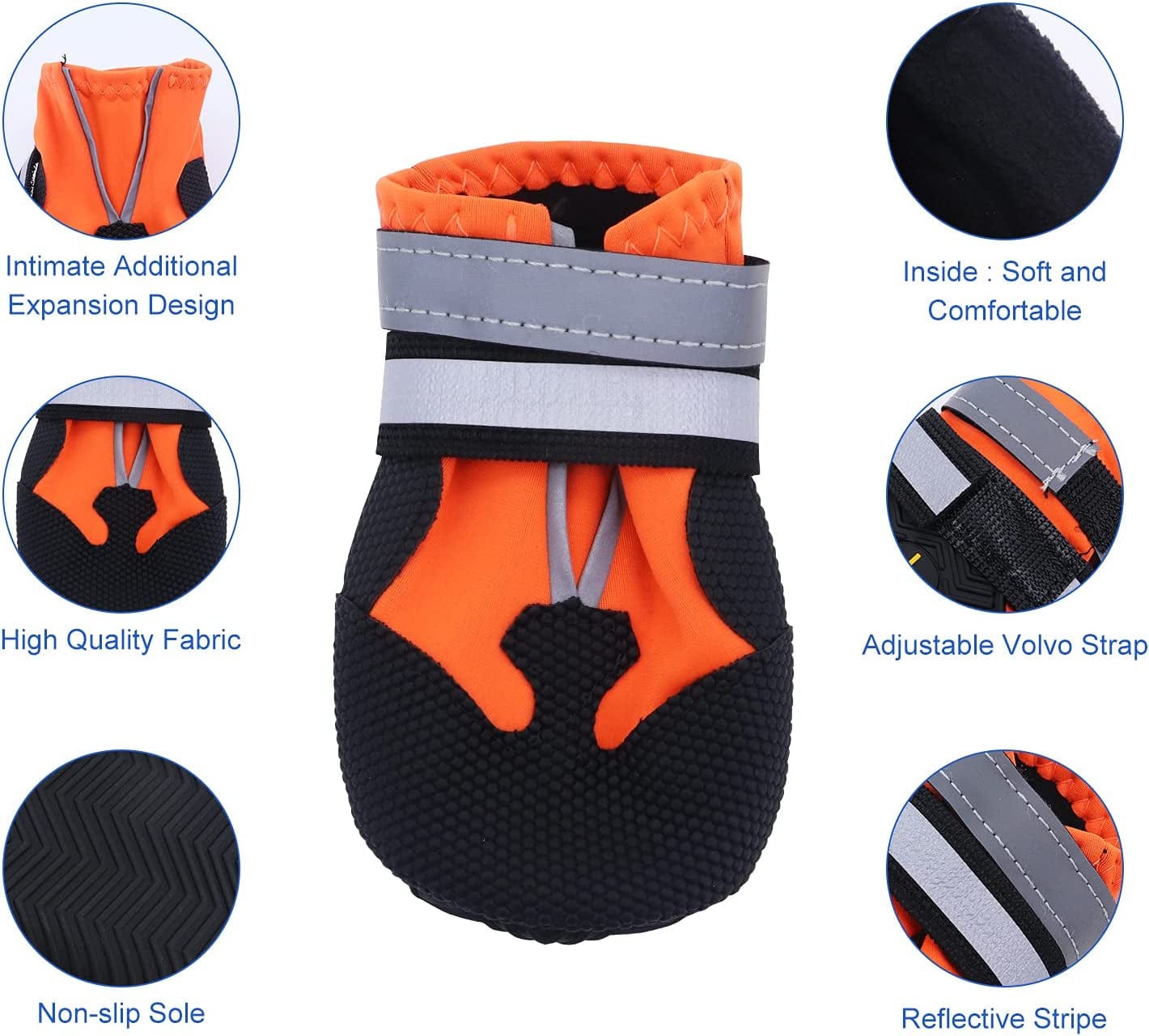 Seahelms Dog Boots Paw Protector - Waterproof Dog Shoes - Durable Outdoor Puppy Booties with Reflective Strips for Small Medium and Large Dogs (Orange, S) Animals & Pet Supplies > Pet Supplies > Dog Supplies > Dog Apparel Seahelms   