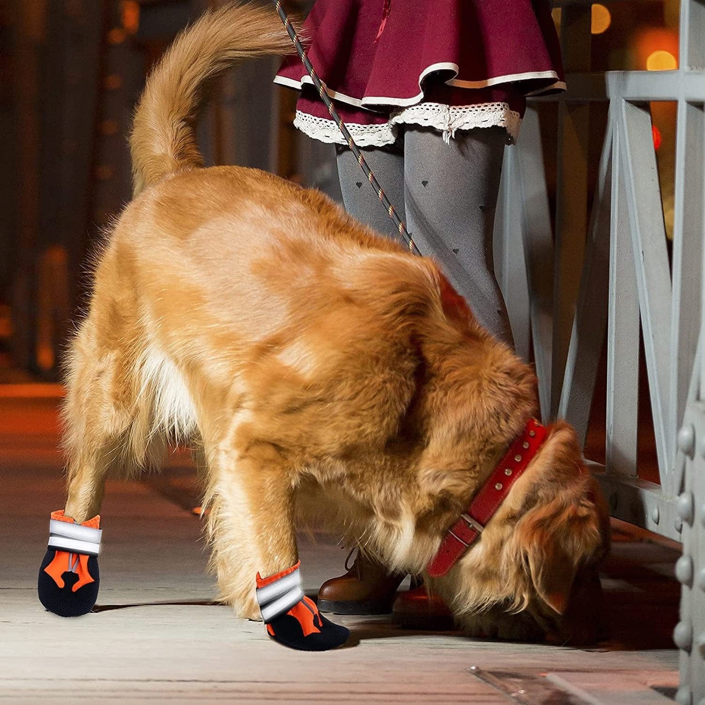 Seahelms Dog Boots Paw Protector - Waterproof Dog Shoes - Durable Outdoor Puppy Booties with Reflective Strips for Small Medium and Large Dogs (Orange, S) Animals & Pet Supplies > Pet Supplies > Dog Supplies > Dog Apparel Seahelms   