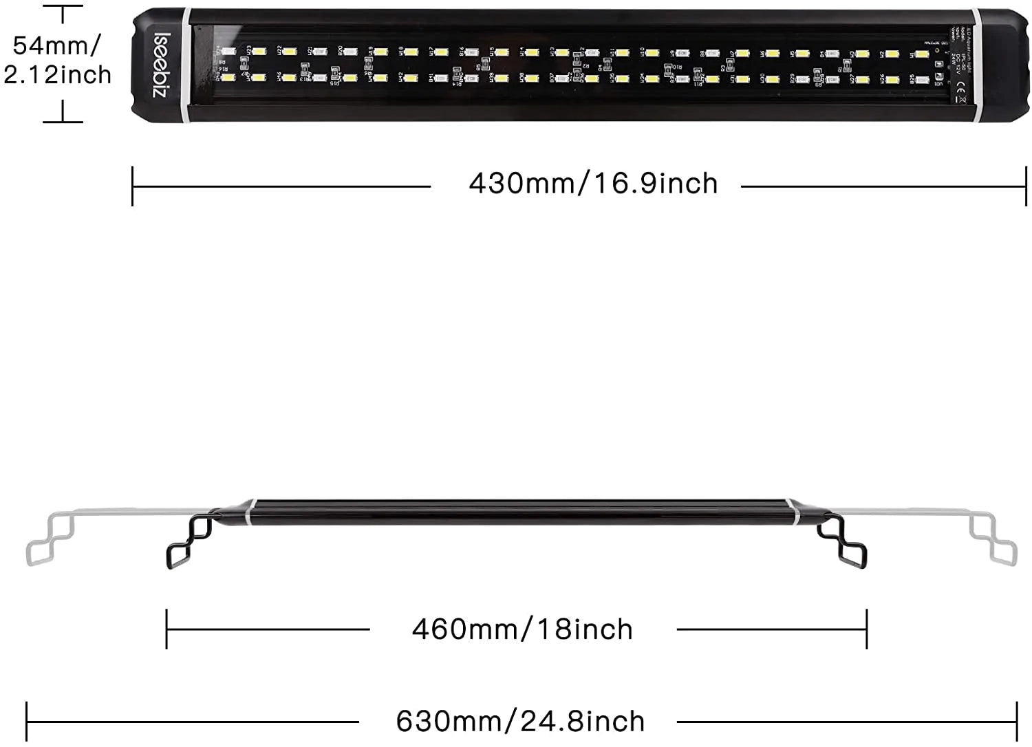 SEISSO Aquarium Light with Timer Control, Full Spectrum Fish Tank Light Auto On/Off with Extendable Brackets 42" 44" 46" 48" 50" Dimmable Light for Plants/Fish