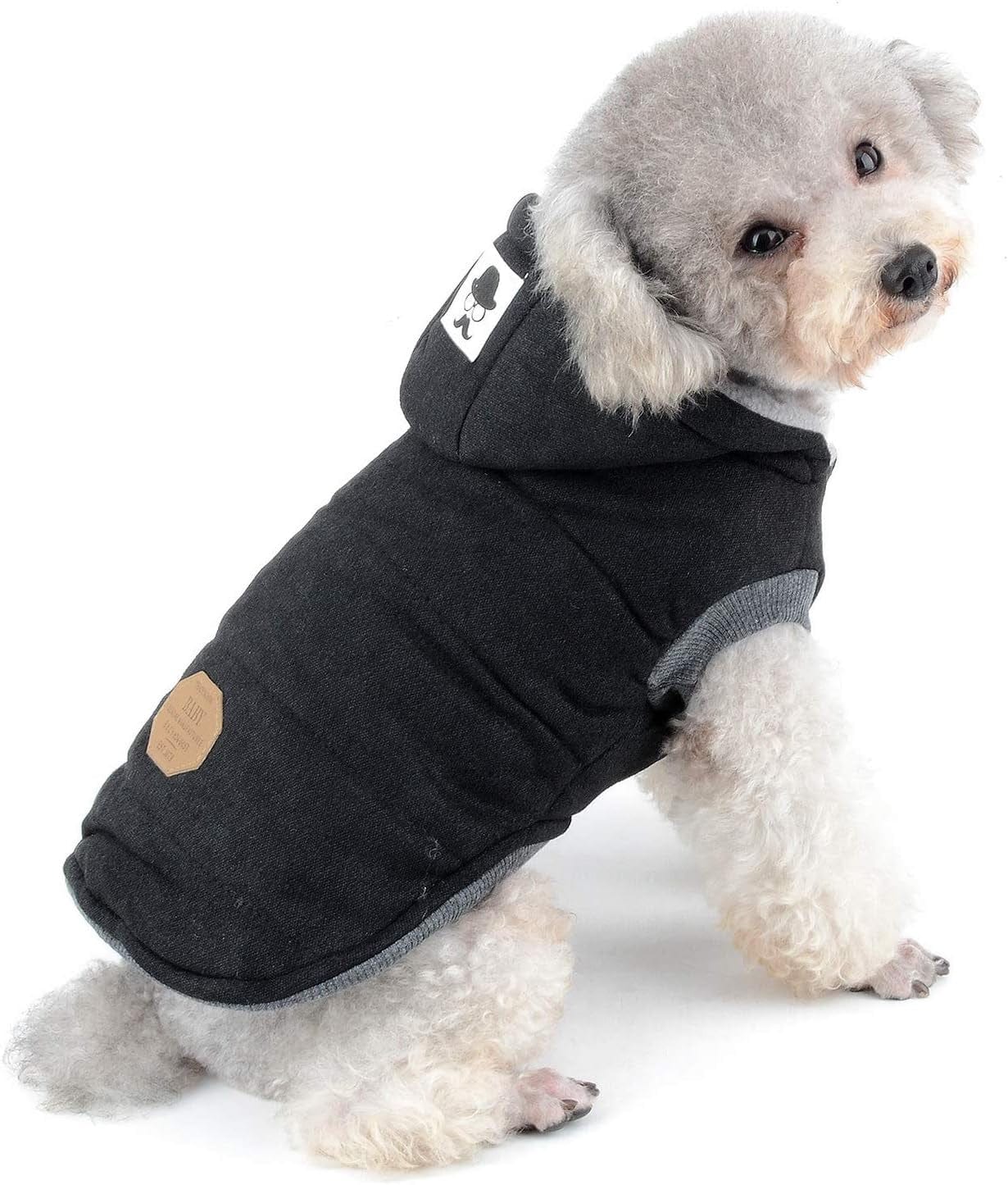 SELMAI Fleece Dog Hoodie Winter Coat for Small Boy Dog Cat Puppy Cotton Hooded Jacket Chihuahua Clothes Girl Boy Yorkie Pet Walking Outdoor Black S Animals & Pet Supplies > Pet Supplies > Dog Supplies > Dog Apparel SELMAI   