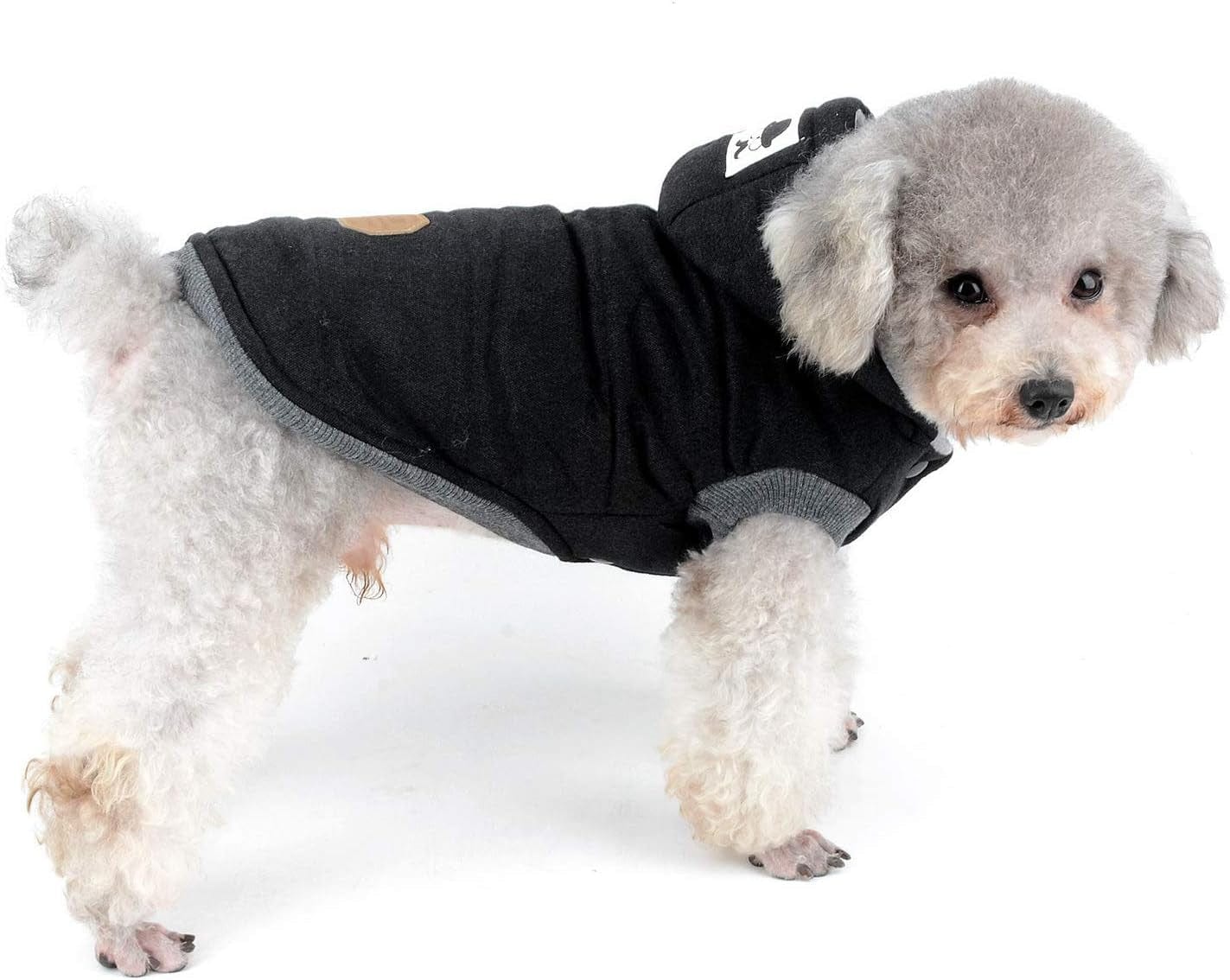 SELMAI Fleece Dog Hoodie Winter Coat for Small Boy Dog Cat Puppy Cotton Hooded Jacket Chihuahua Clothes Girl Boy Yorkie Pet Walking Outdoor Black S Animals & Pet Supplies > Pet Supplies > Dog Supplies > Dog Apparel SELMAI   