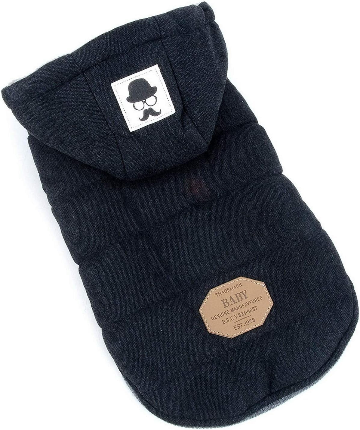 SELMAI Fleece Dog Hoodie Winter Coat for Small Boy Dog Cat Puppy Cotton Hooded Jacket Chihuahua Clothes Girl Boy Yorkie Pet Walking Outdoor Black S Animals & Pet Supplies > Pet Supplies > Dog Supplies > Dog Apparel SELMAI   